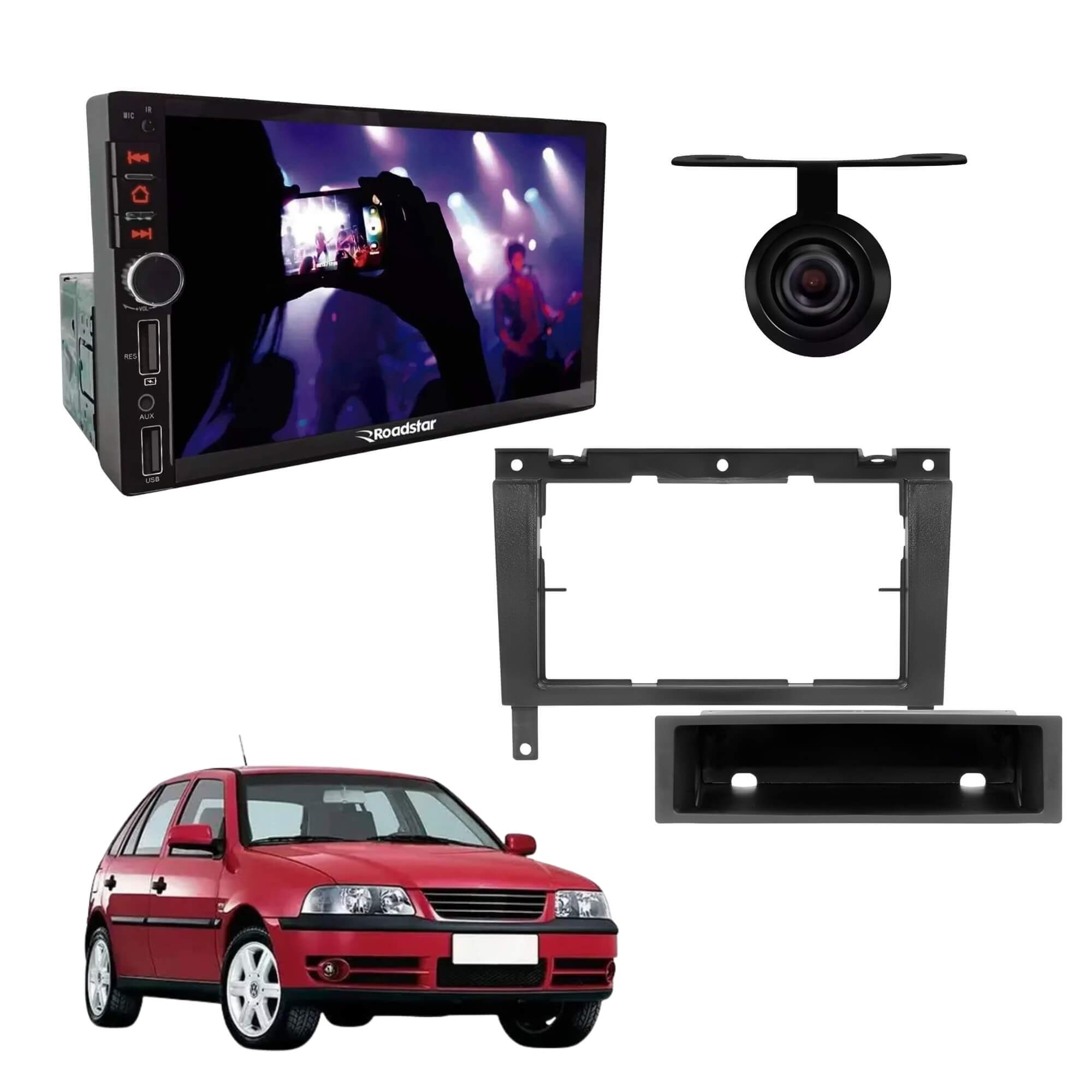 VAR Kit Multimídia MP5 RS401BR MI Roadstar + Moldura + Câmera de Ré (Escolha o modelo) Modelo de Carro:Gol G3