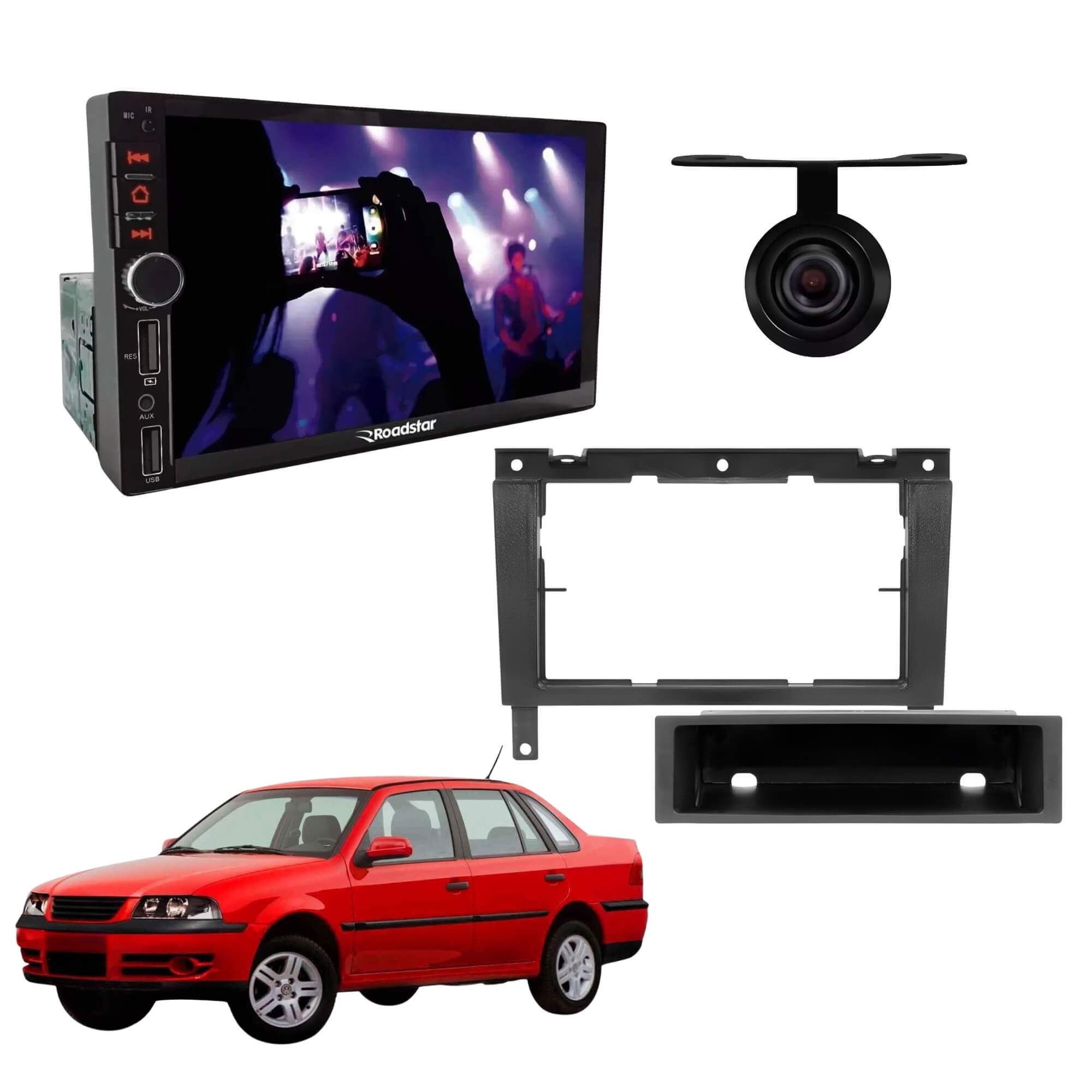 VAR Kit Multimídia MP5 RS401BR MI Roadstar + Moldura + Câmera de Ré (Escolha o modelo) Modelo de Carro:Voyage G3
