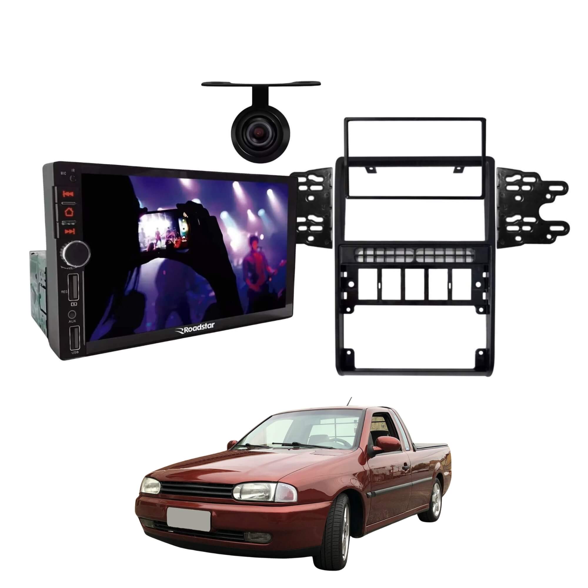 VAR Kit Multimídia MP5 RS401BR MI Roadstar + Moldura + Câmera de Ré (Escolha o modelo) Modelo de Carro:Saveiro G2