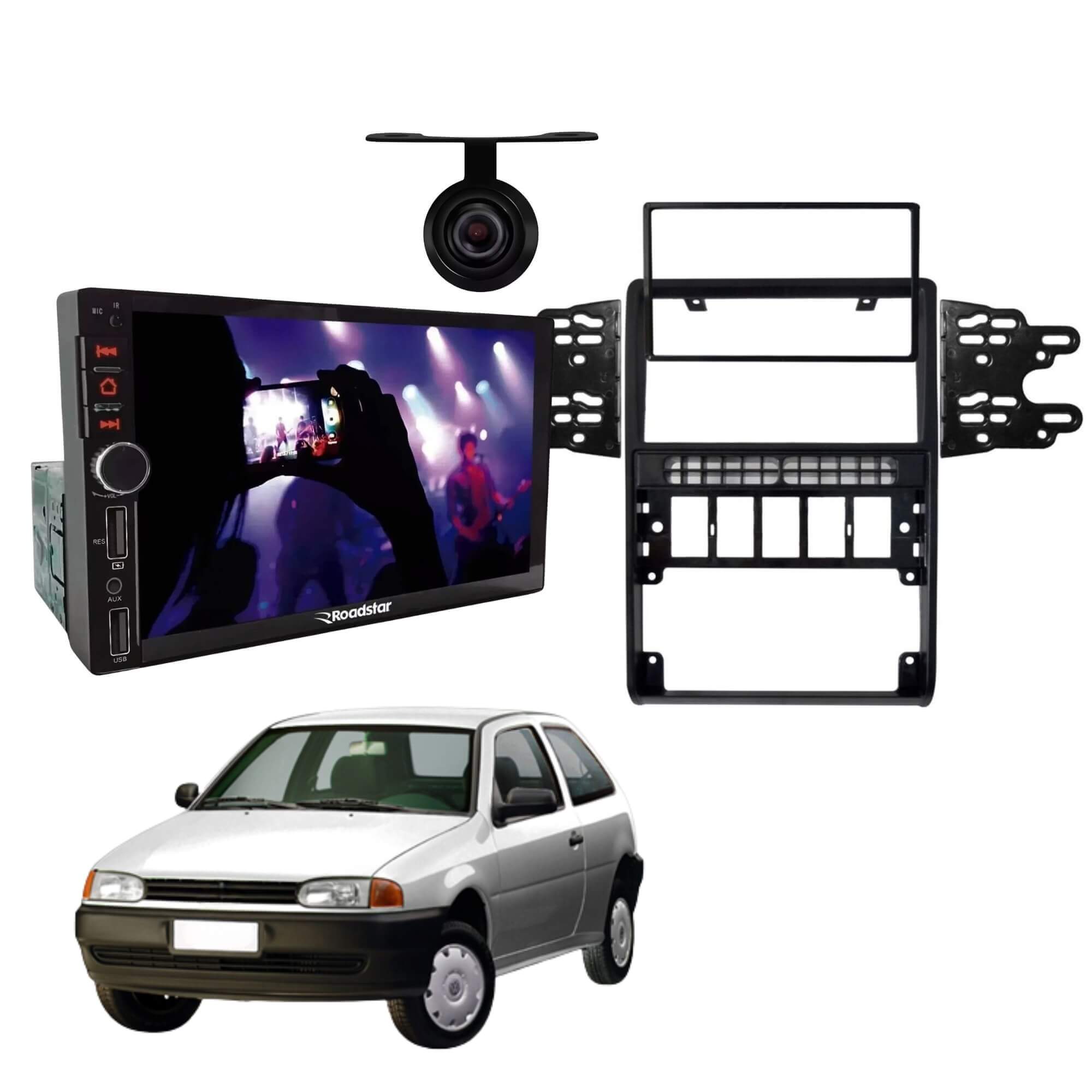 VAR Kit Multimídia MP5 RS401BR MI Roadstar + Moldura + Câmera de Ré (Escolha o modelo) Modelo de Carro:Gol G2