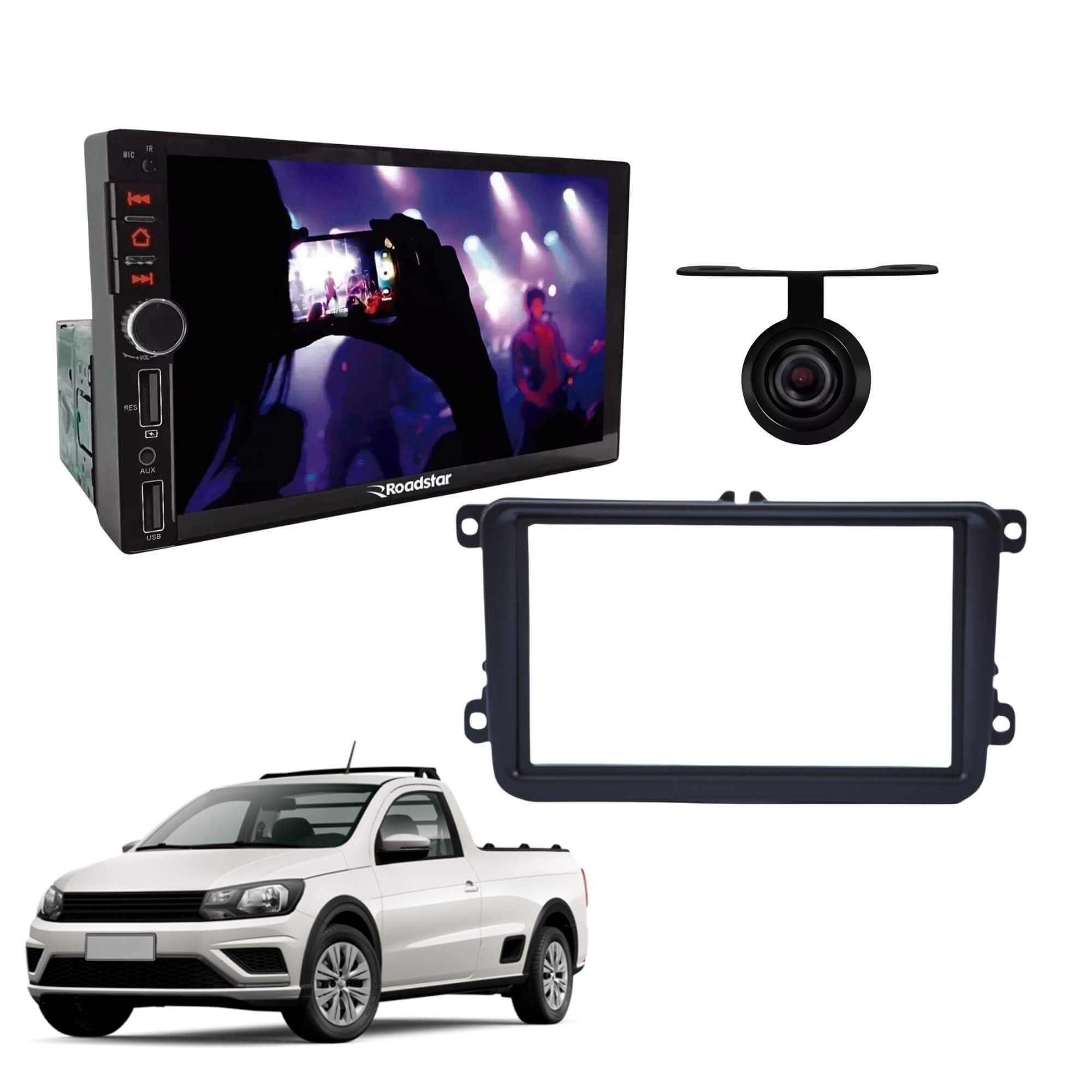 VAR Kit Multimídia MP5 RS401BR MI Roadstar + Moldura + Câmera de Ré (Escolha o modelo) Modelo de Carro:Saveiro G7