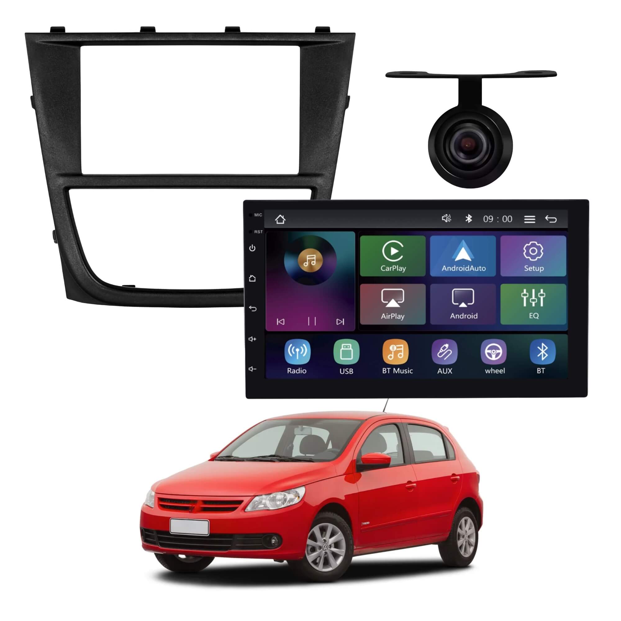 VAR Kit Multimídia Gol G5 (Mídia + Moldura + Câmera de Ré) - Escolha