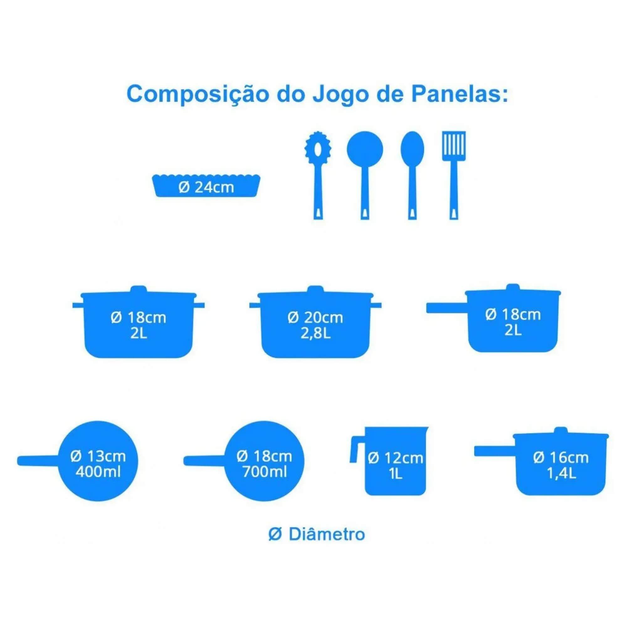Jogo de Panelas Alumínio Antiaderente Turim Vermelho + Utensílios (12 pçs) Tramontina - 20297798