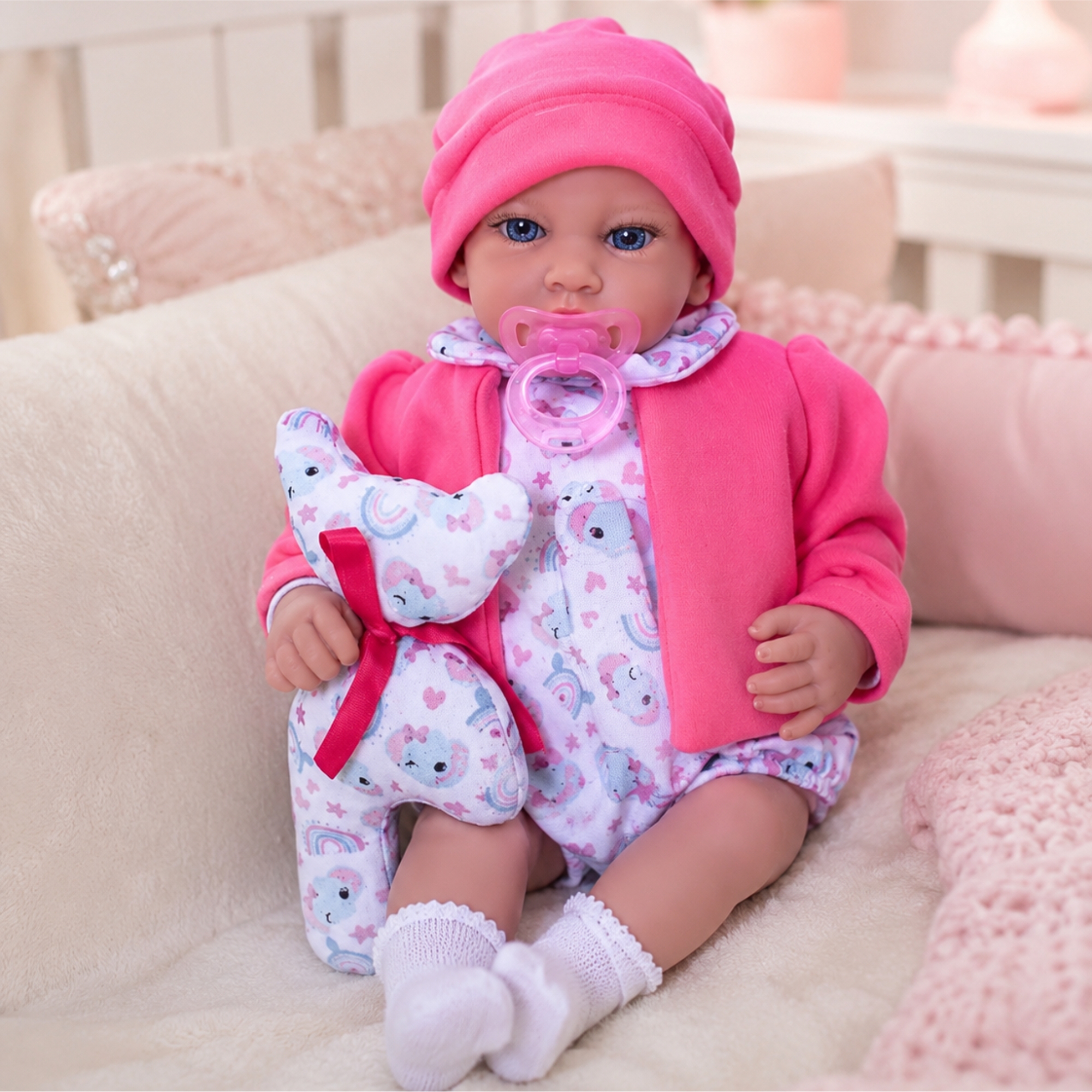 Boneca Nena Mia Reborn Meu Bebê c/ Touca Cotiplás - 2926