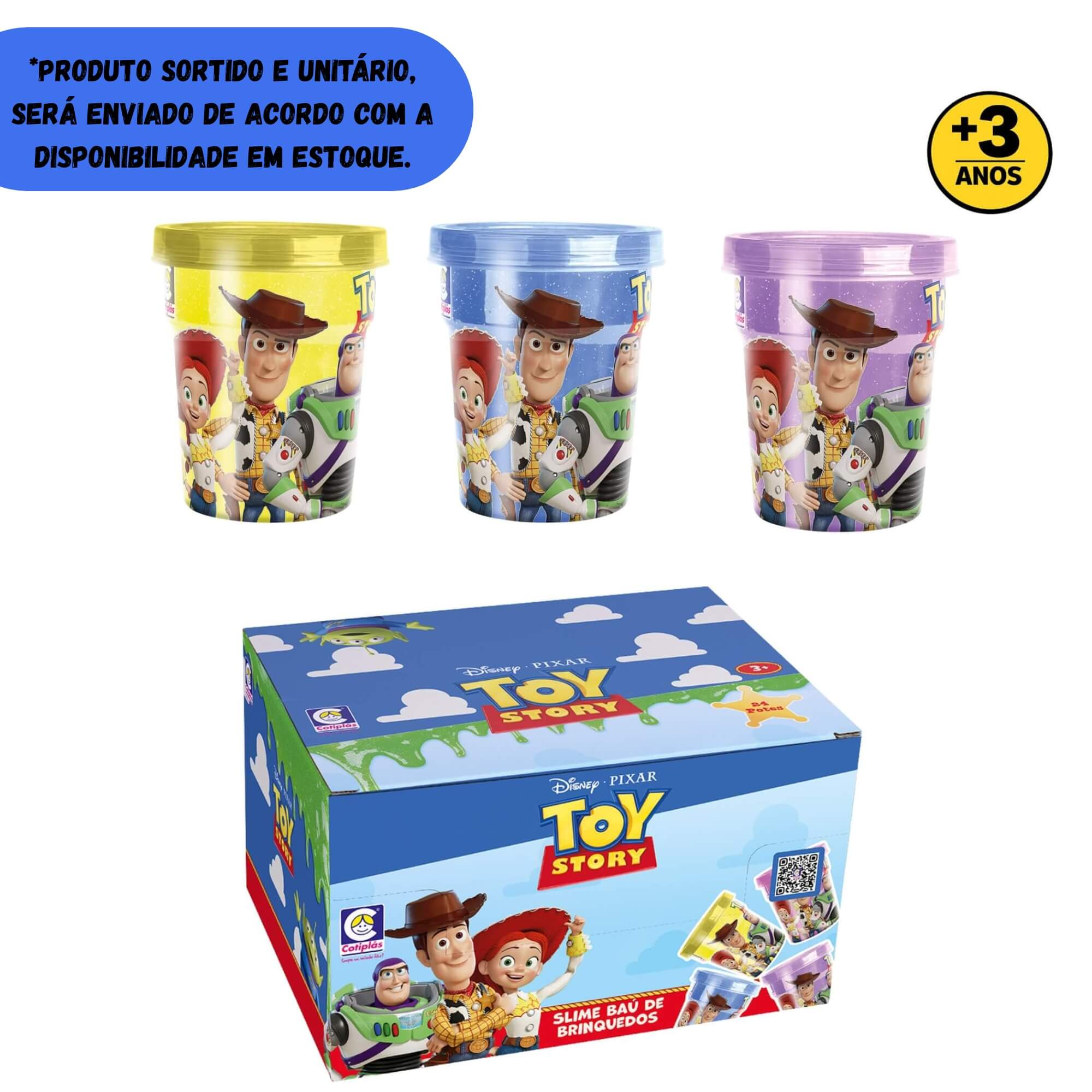 Slime Toy Story Baú de Brinquedos Glitter Sortido e unitário Cotiplás - 2931