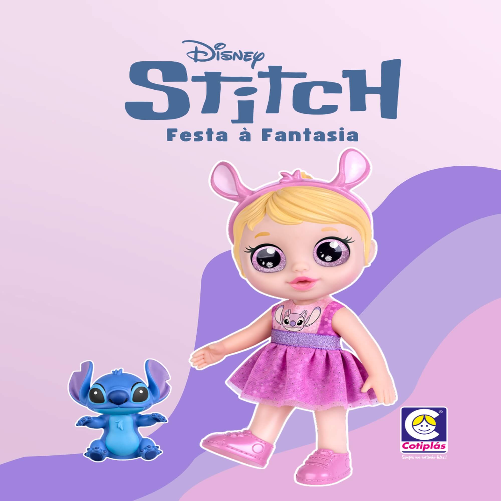 Boneca Festa Fantasia Stitch Disney Com Boneco Vinil Cotiplás - 2934