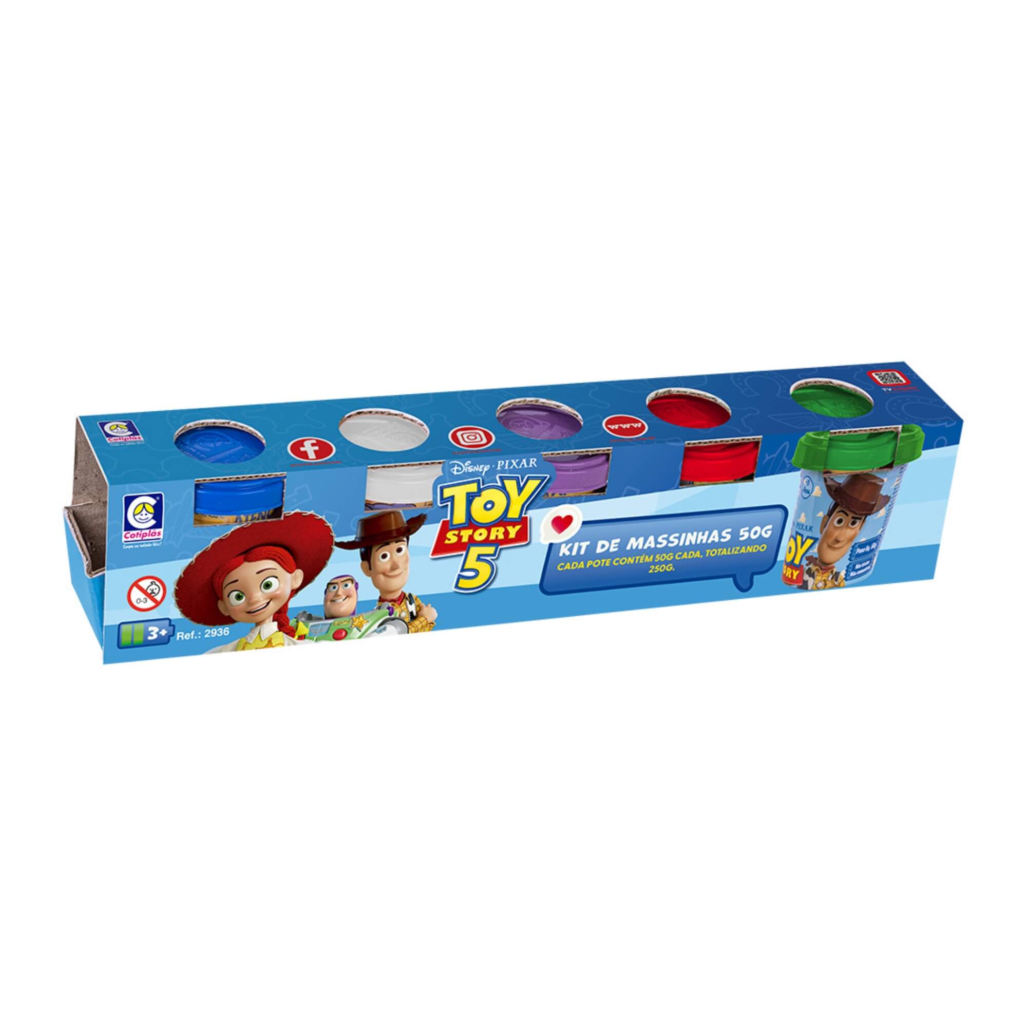 Kit de Massinhas Toy Story 5 Potes 50g Criativo - Cotiplás 2936