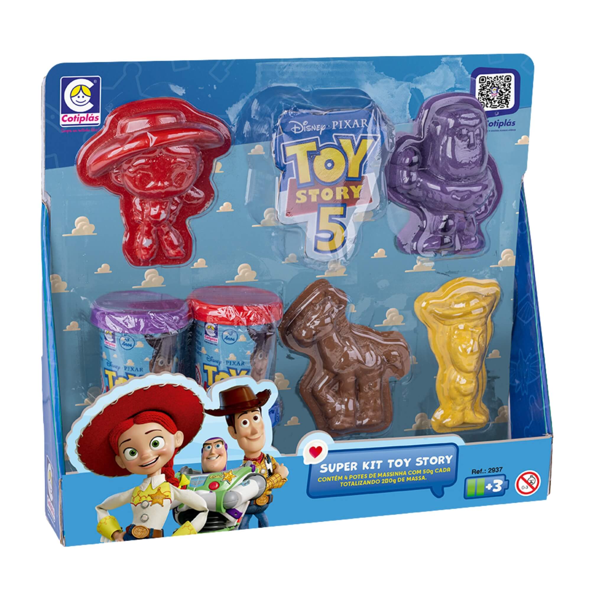 Super Kit Massinha Toy Story 5 Com 4 Potes E 4 Moldes Disney Pixar Cotiplás - 2937