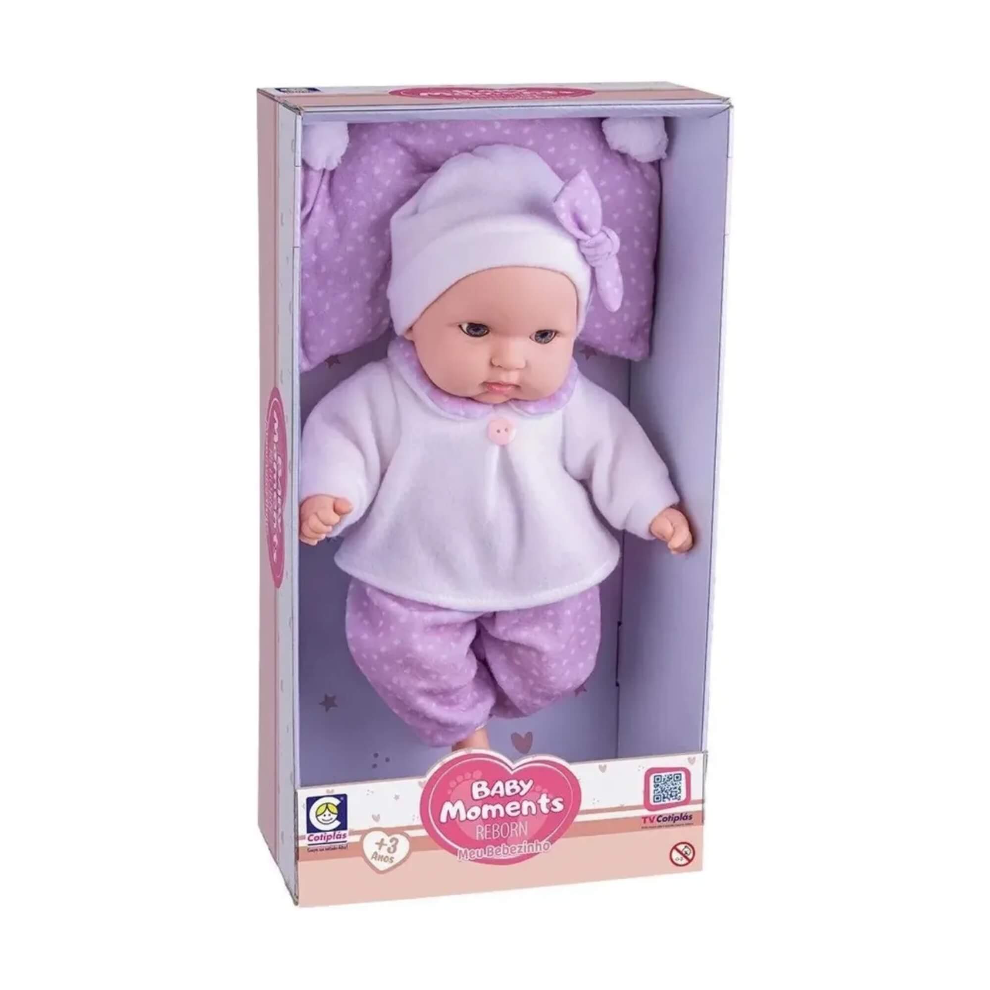 Boneca Baby Moments Bebê Reborn Menina Infantil Cotiplás - 2956