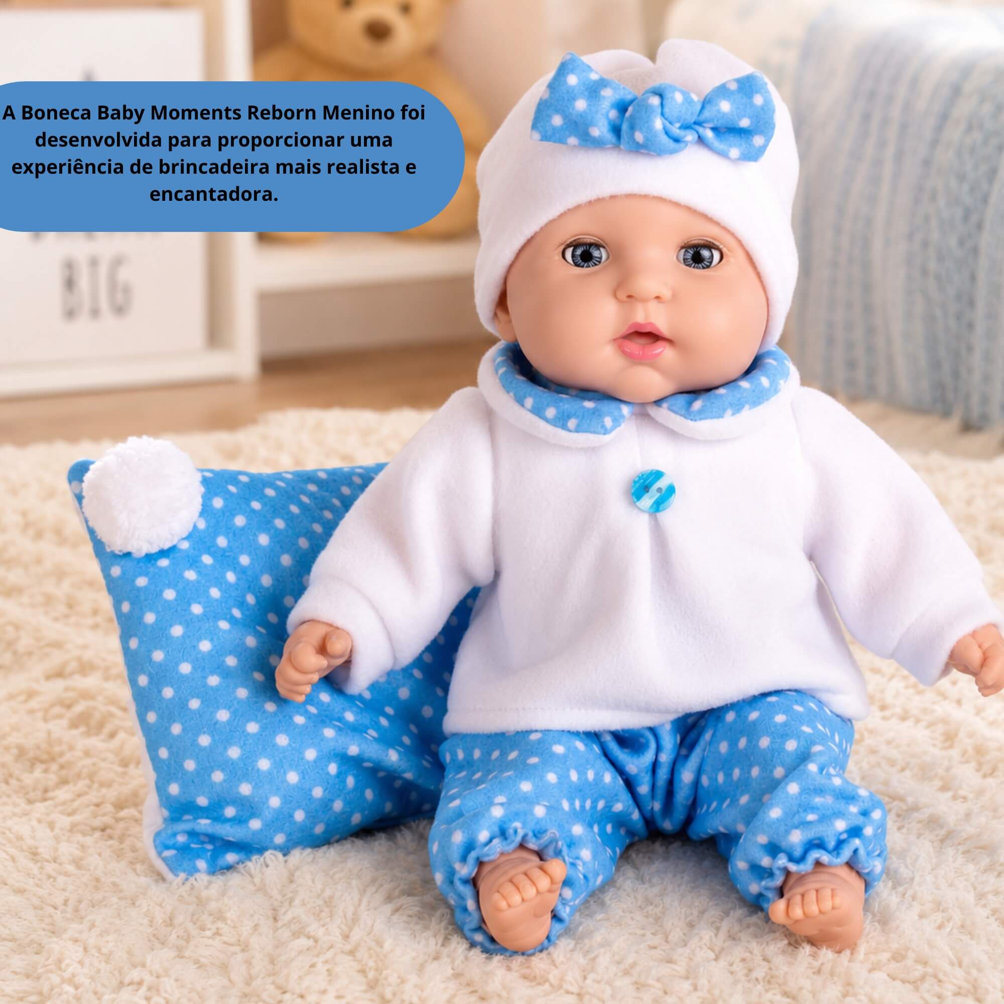 Boneca Baby Moments Reborn Menino 41cm Vinil Macio - Cotiplás - 2957