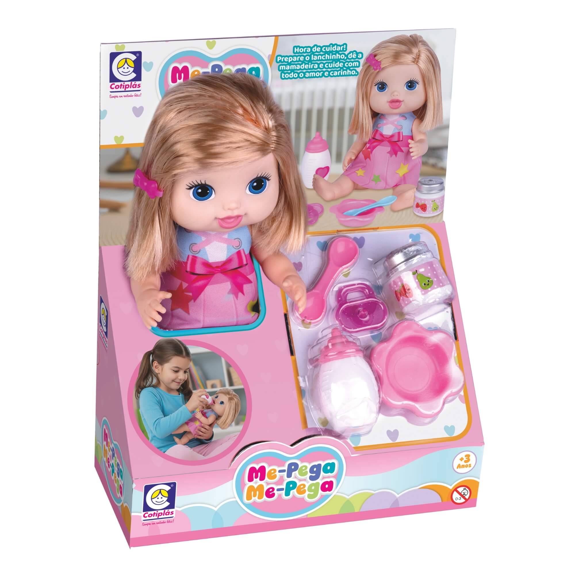 Boneca Me Pega Me Pega Bebê Com Acessórios Infantil - Cotiplás - 2968