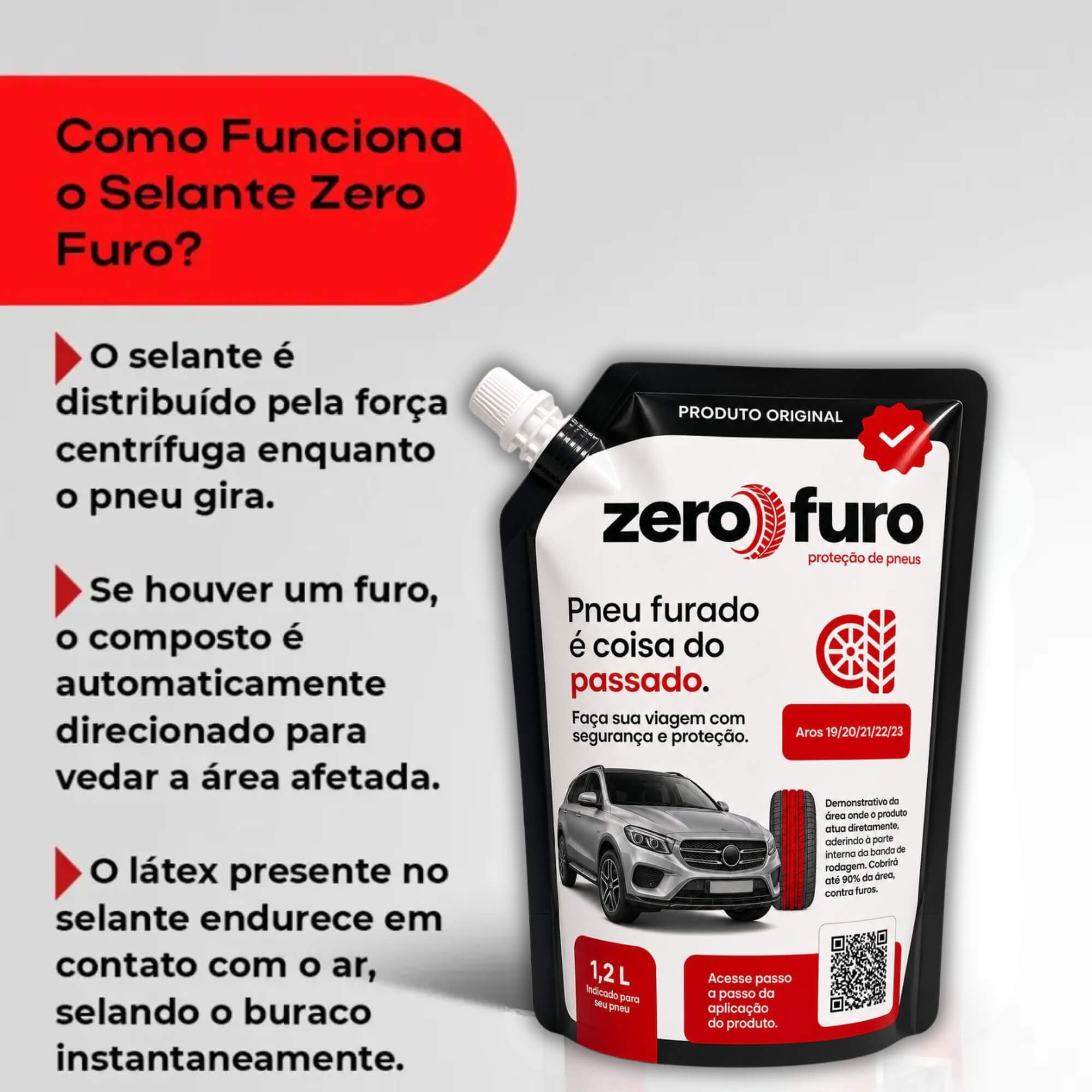 VAR Selante para Pneu Carro e Moto Zero Furo (Escolha) Modelo:Carro Aros 19 a 23 1,2L