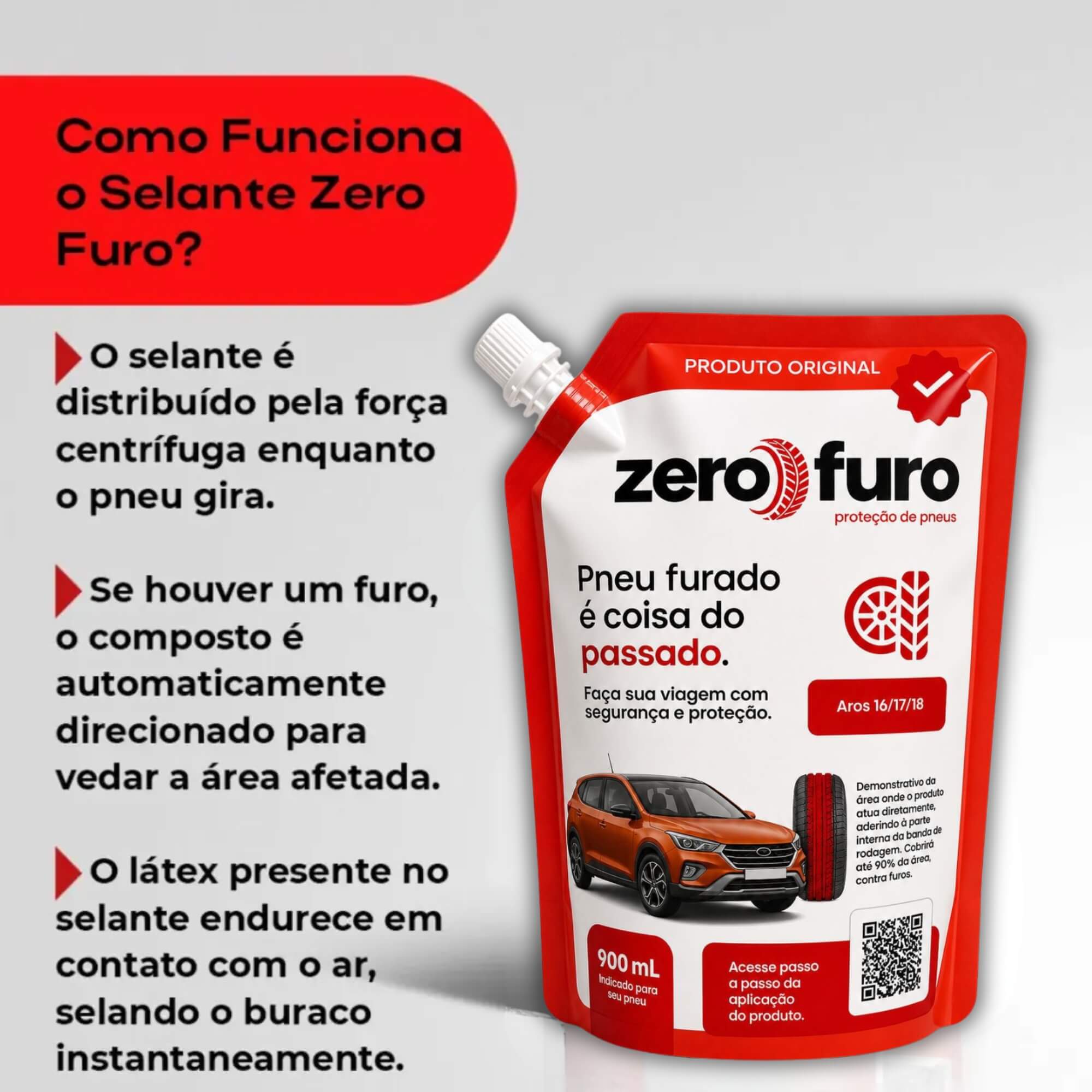 VAR Selante para Pneu Carro e Moto Zero Furo (Escolha) Modelo:Carro Aro 16 a 18 900ml