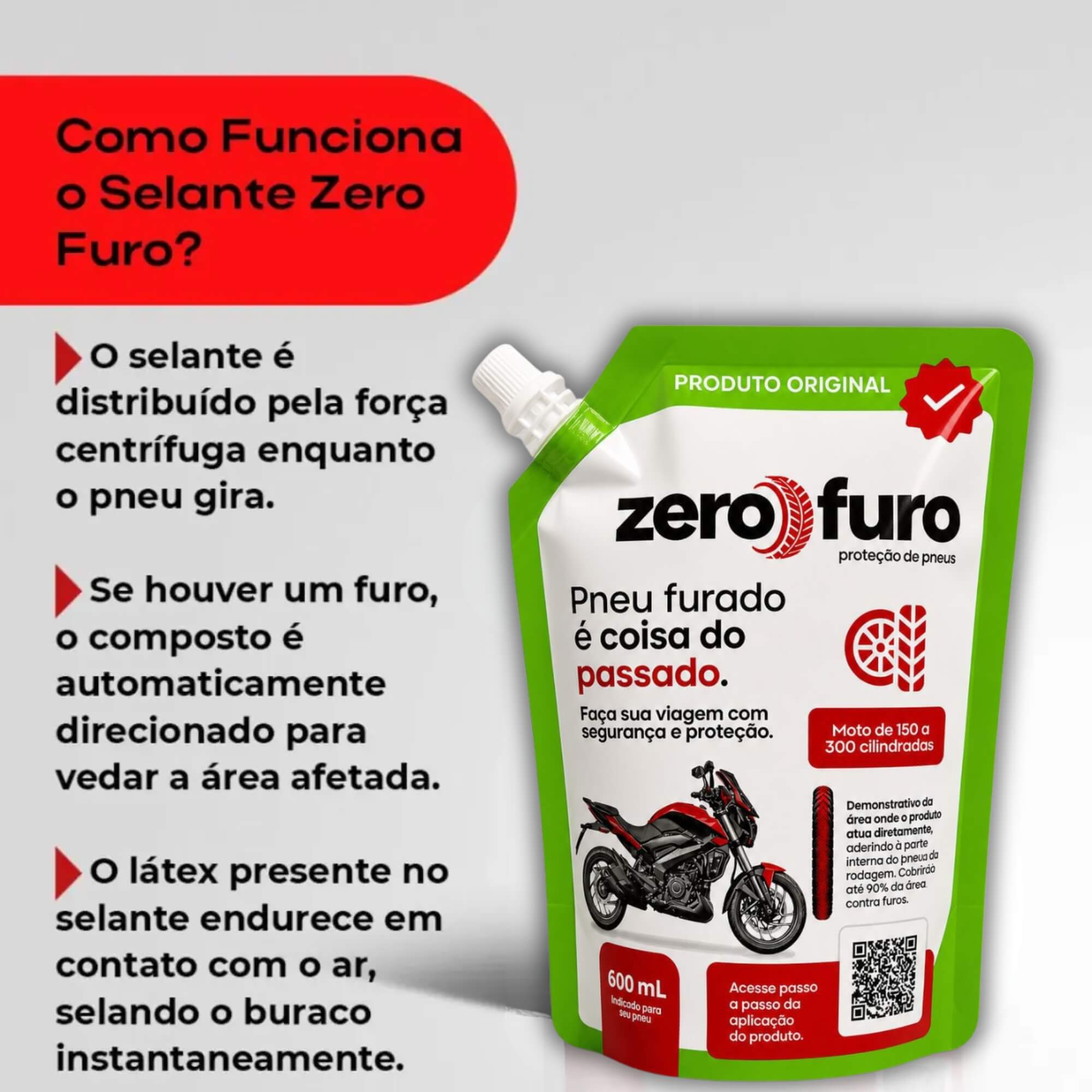 VAR Selante para Pneu Carro e Moto Zero Furo (Escolha) Modelo:Moto 150/300cc 600ml