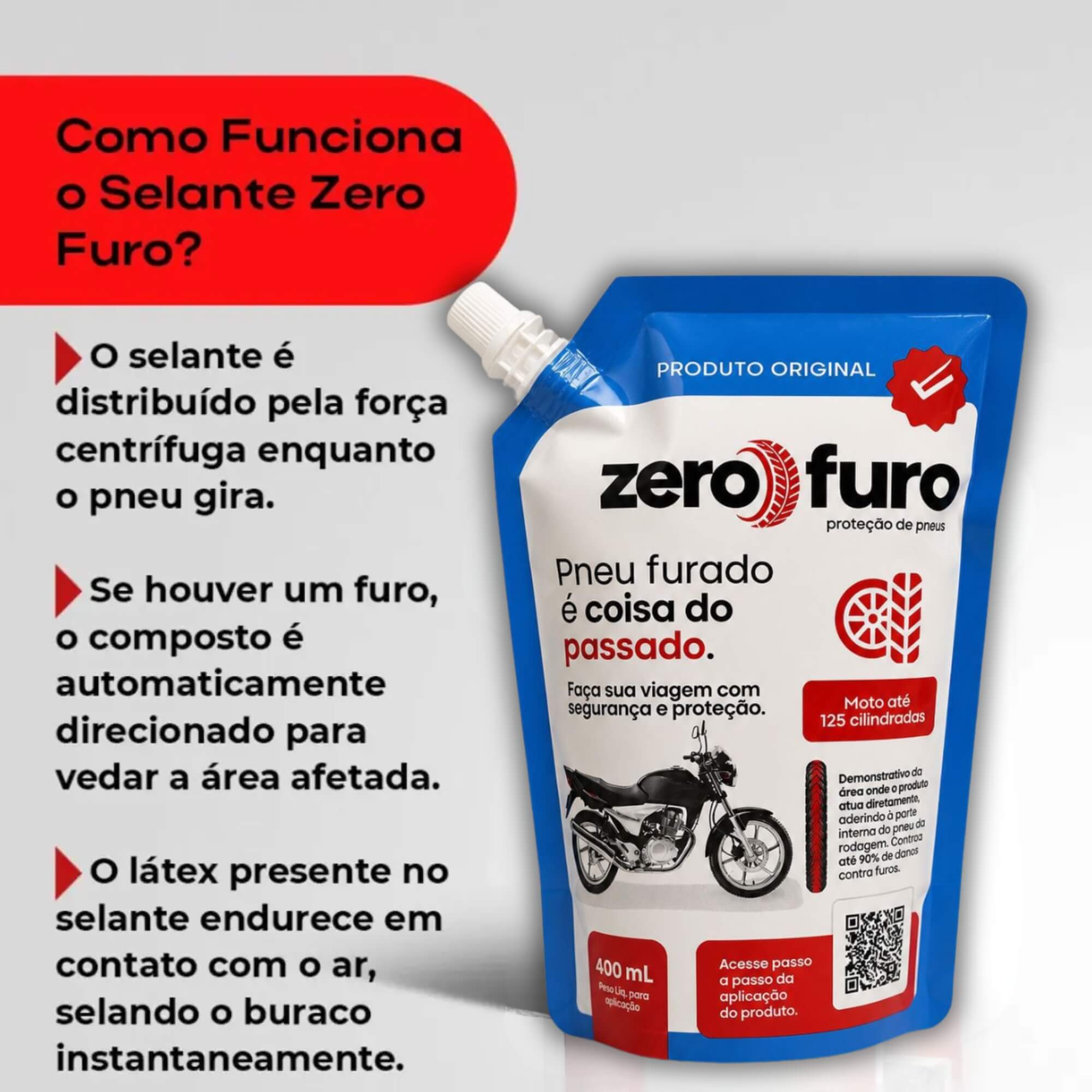 VAR Selante para Pneu Carro e Moto Zero Furo (Escolha) Modelo:Moto Até 125cc 400ml