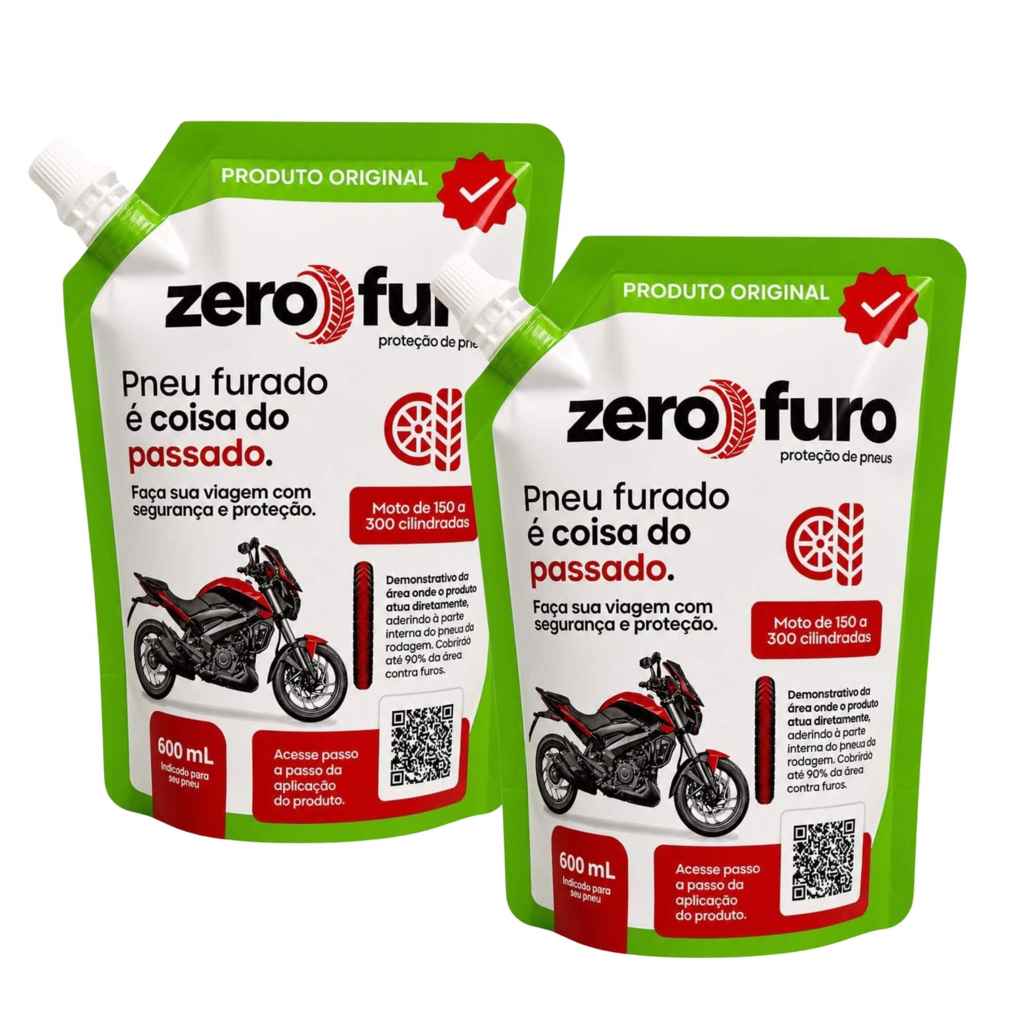 COMP Kit 2 Selantes Pneu Zero Furo para Motos de 150 a 300 cilindradas