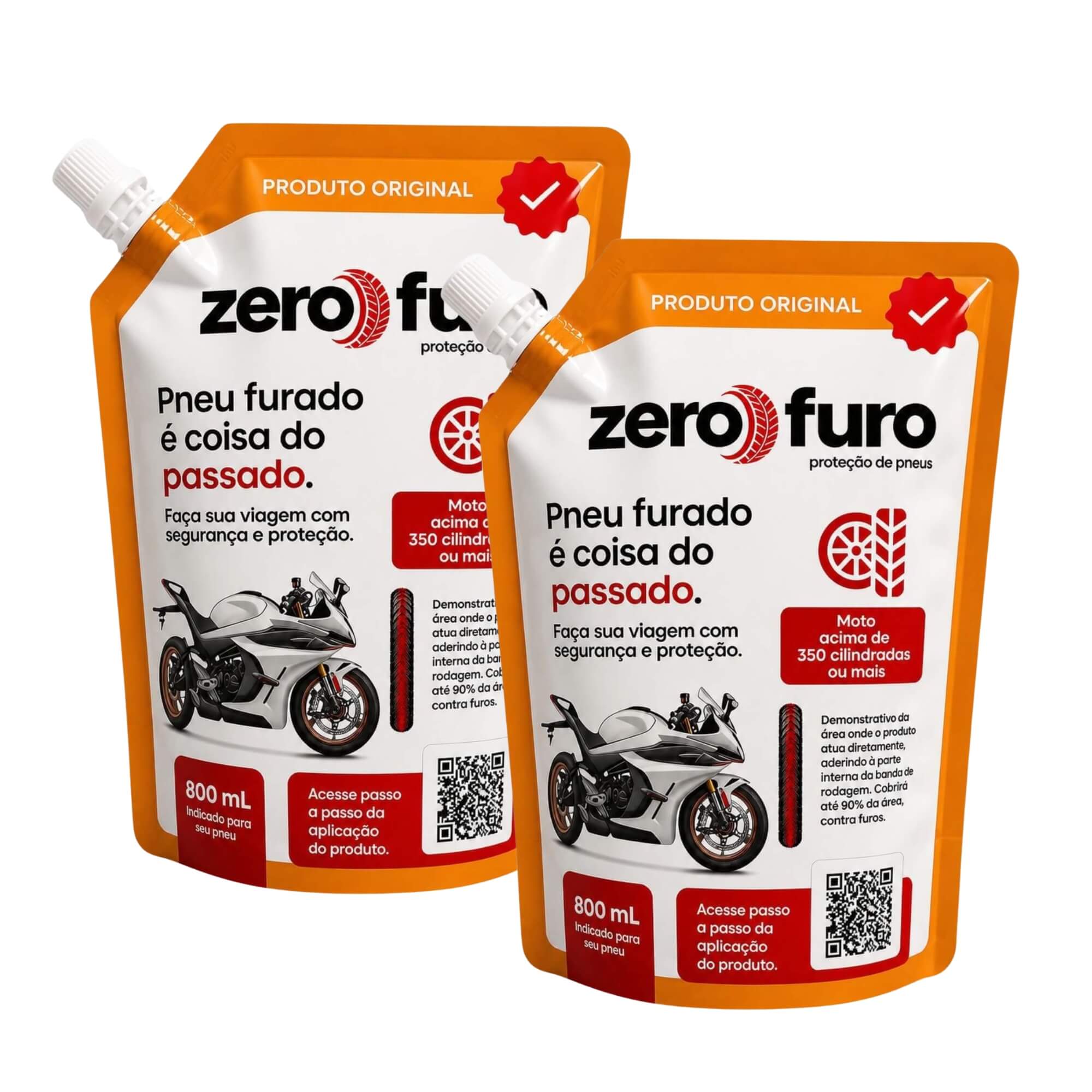 COMP Kit 2 Selantes para Pneu 800ml Moto acima de 350 cilindradas Zero Furo
