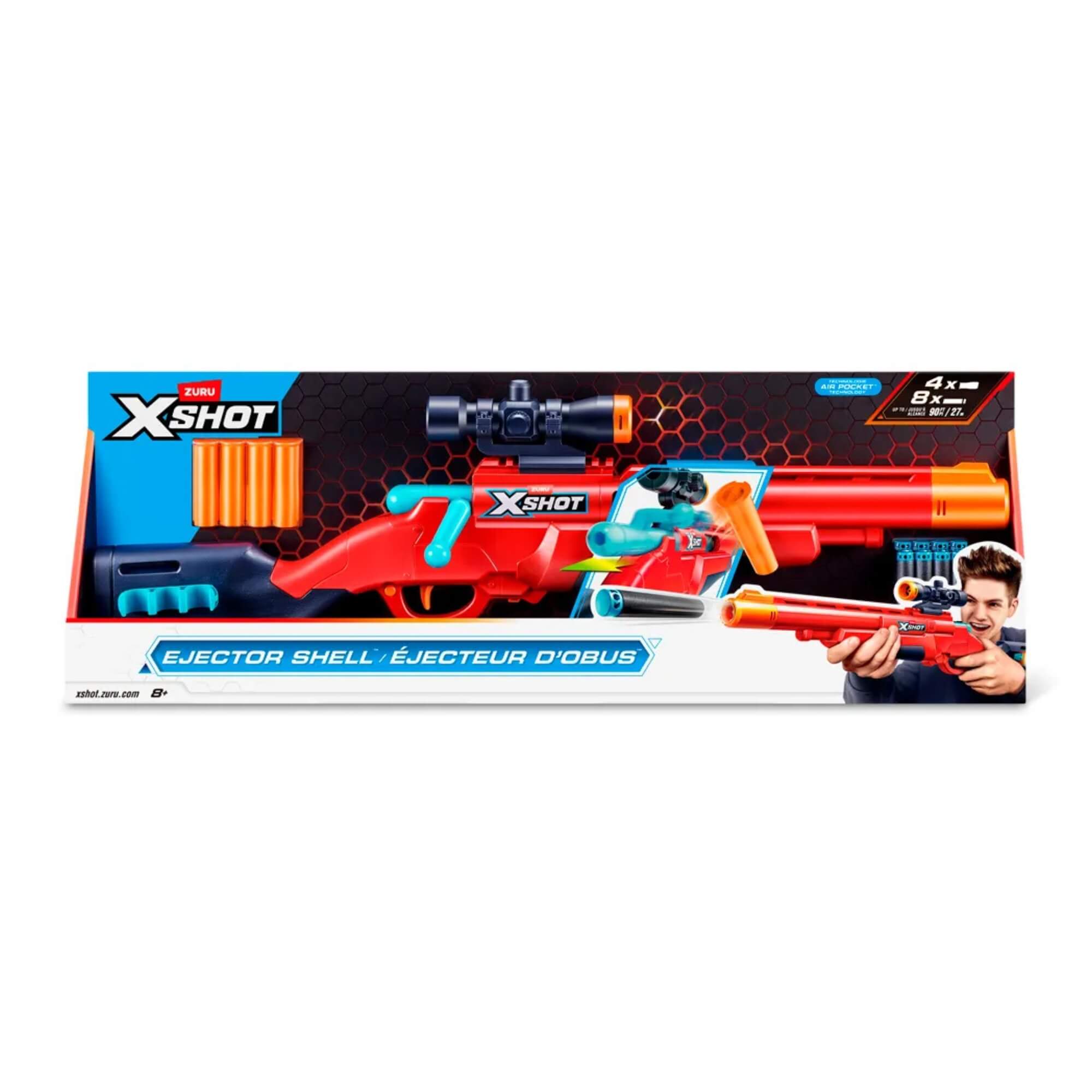 Brinquedo Lançador de Dardos X-Shot Red Ejector Shell com 8 Dardos Candide - 56016