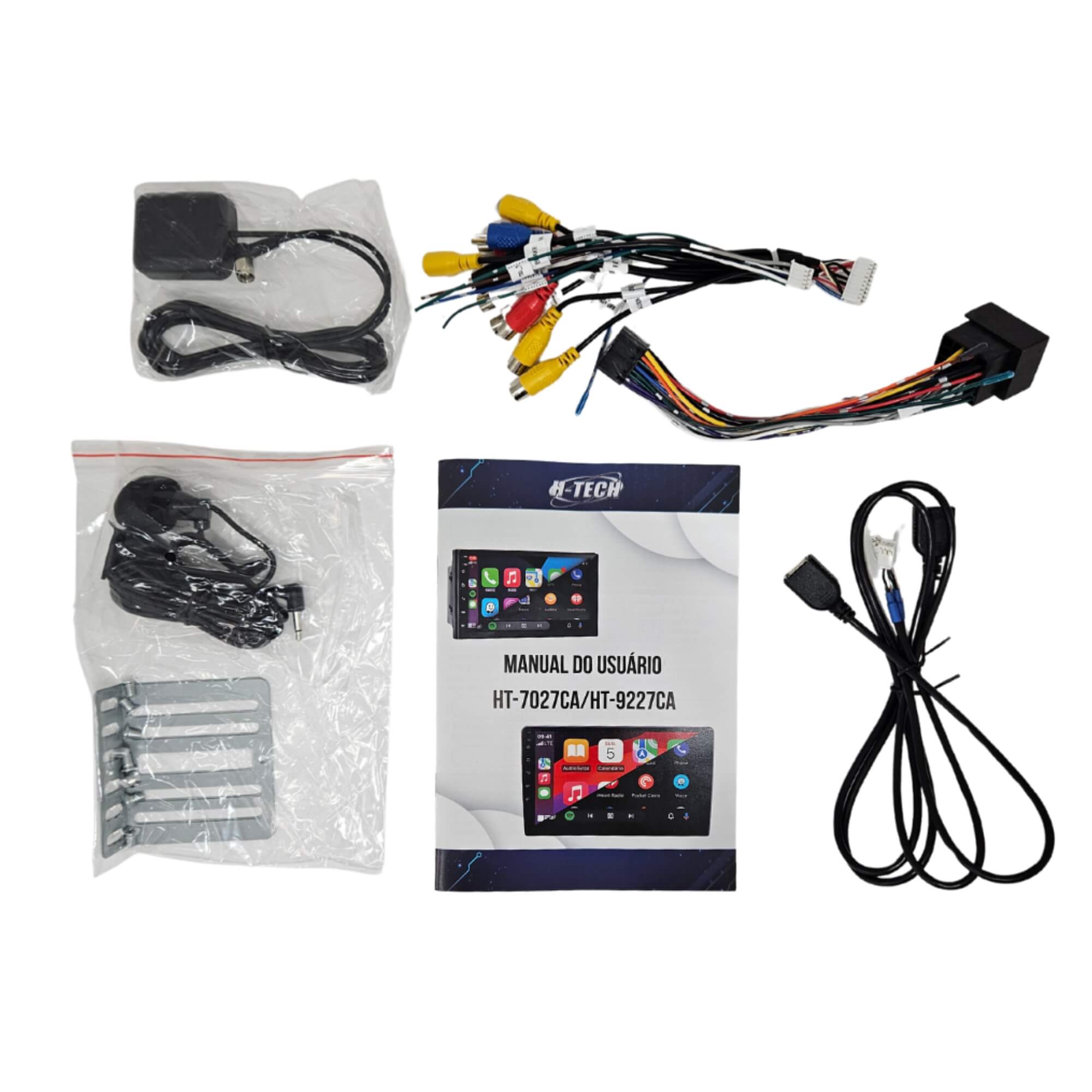 Multimídia 7" 2GB+32GB Espelhamento sem Fio CarPlay e Android Auto H-Tech - HT-7027CA