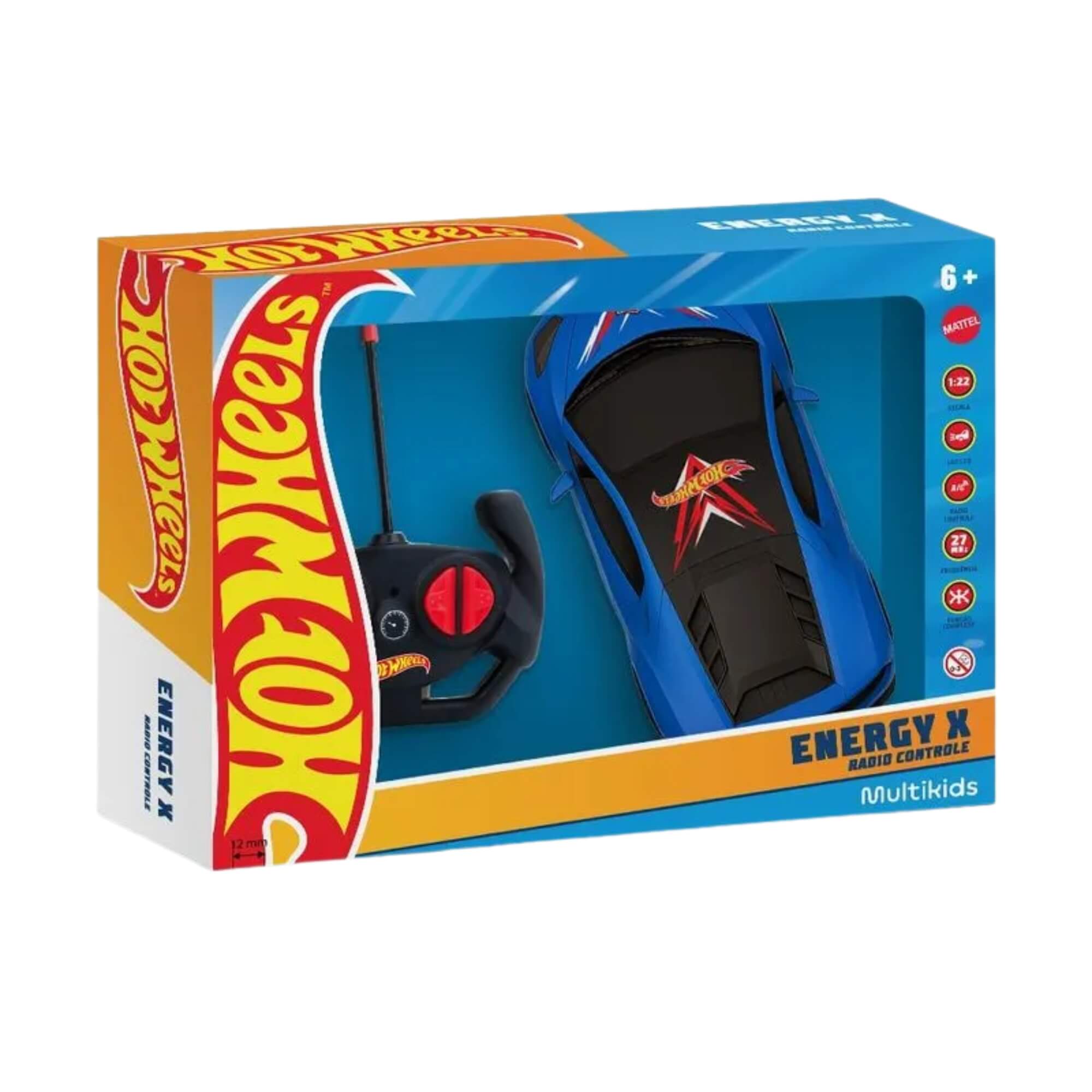Carrinho Hot Wheels Controle Remoto 4 Canais Com Luz Azul Multikids - BR2473