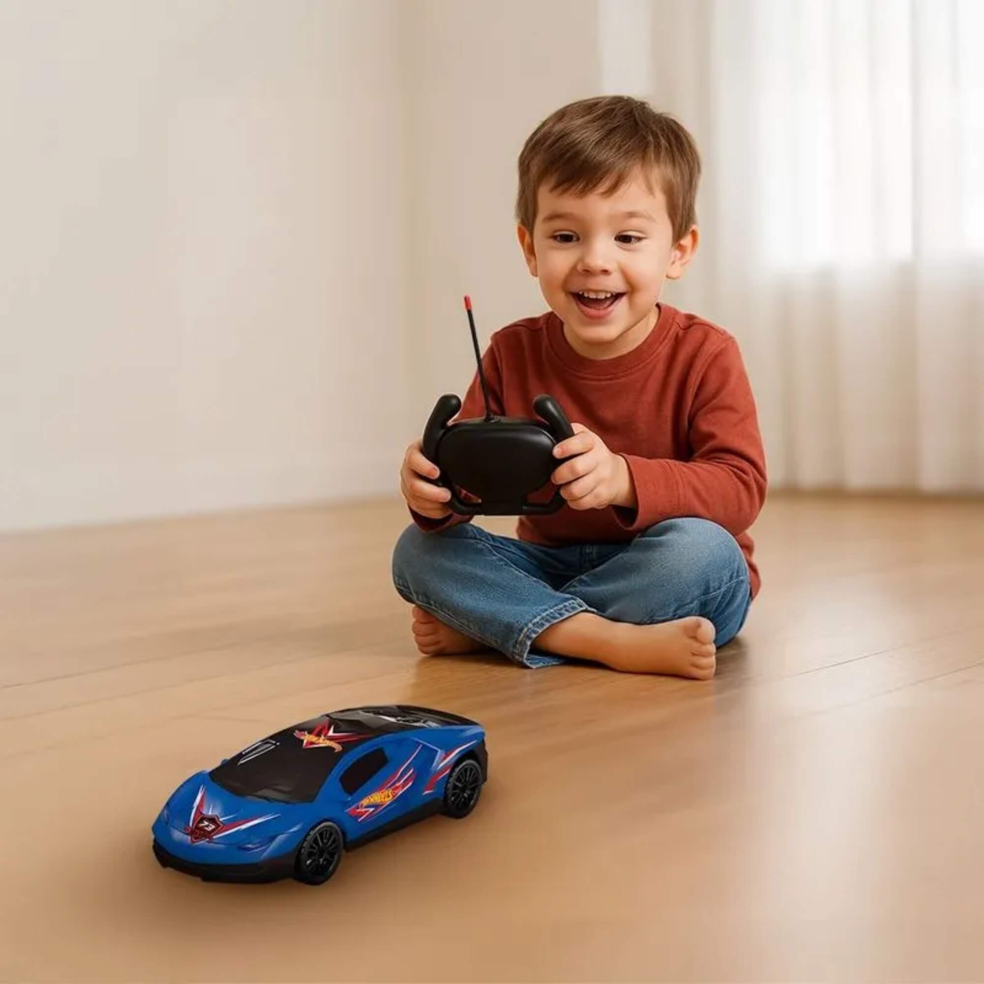Carrinho Hot Wheels Controle Remoto 4 Canais Com Luz Azul Multikids - BR2473