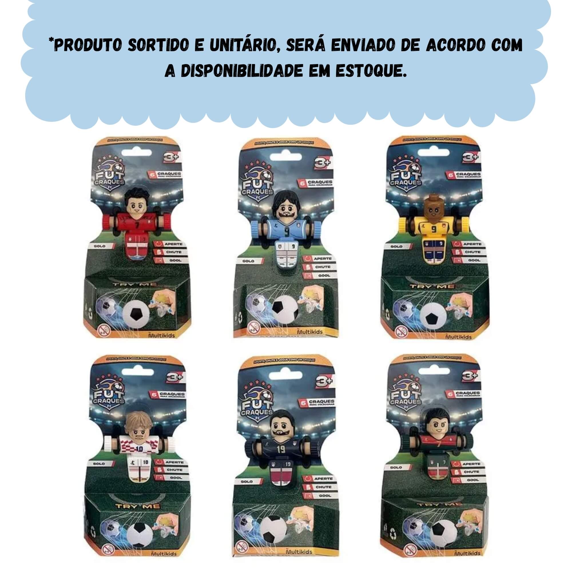 Boneco Fut Craques FC Jogador De Futebol Sortido e Unitário Multikids - BR2573