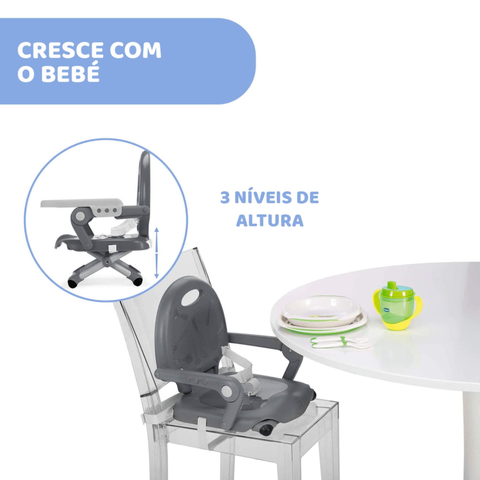 Assento Elevatório Pocket Snack cor Cinza Chicco- 000005079340400000