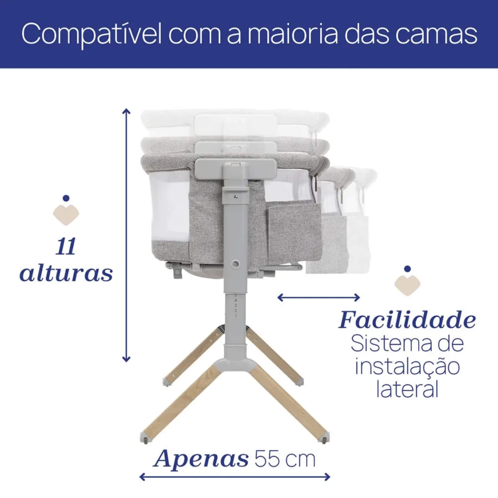 Berço Sleeper Next2Me Armonia 0 A 6 Meses Cinza Chicco - 000007087142610000