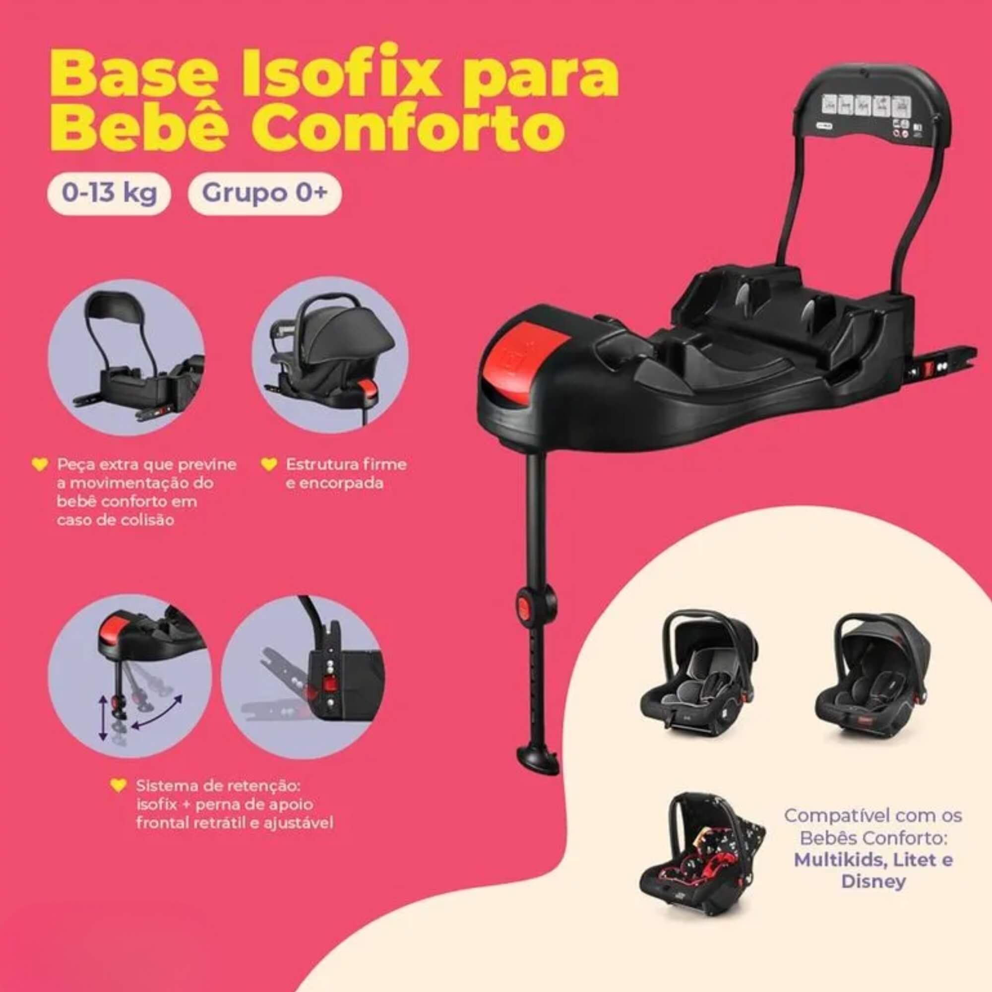 Base Isofix Para Bebê Conforto Grupo 0+ Até 13kg Litet - BB295
