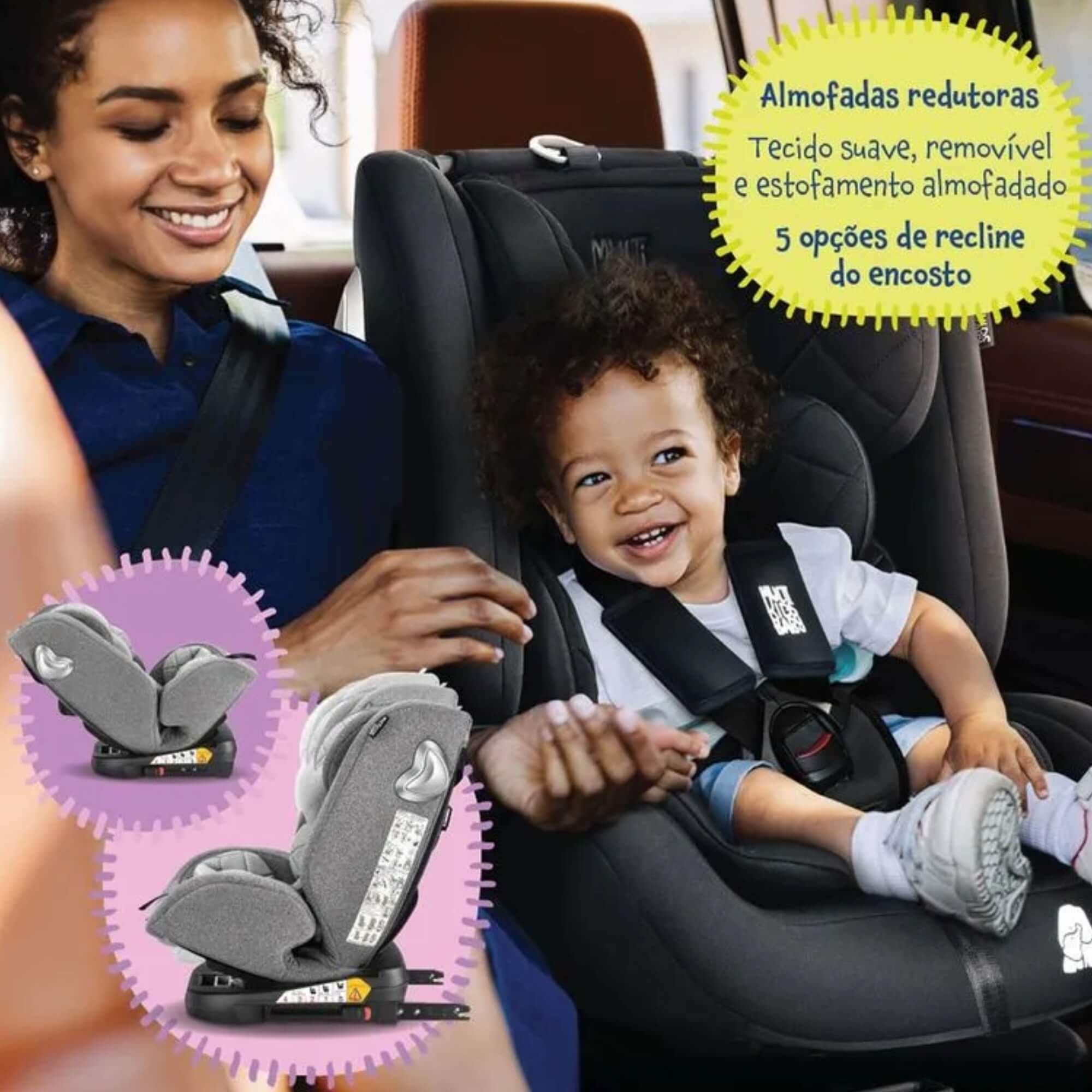 Cadeirinha Infantil Para Carro Artemis Isofix 360° Até 36kg cor Cinza Multikids Baby - BB434