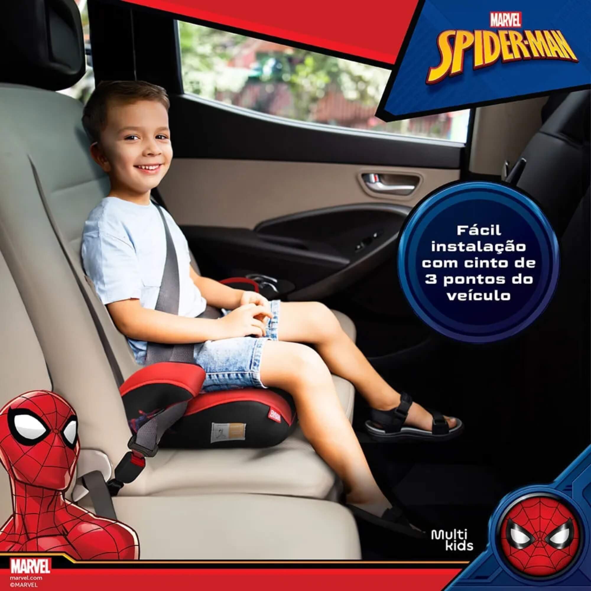 Assento para Auto Booster Homem Aranha Spider Man Miles Morales Multikids - BB618