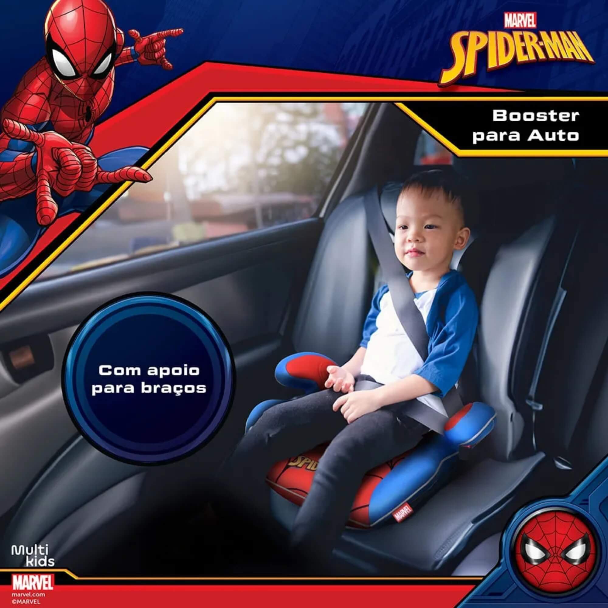 Assento para Auto Booster Homem Aranha Spider Man Miles Morales Multikids - BB618