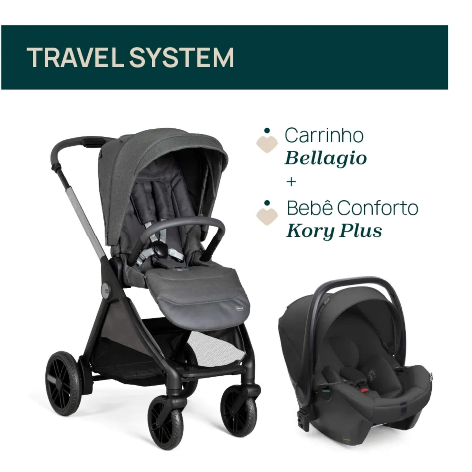 Carrinho de Bebê com Bebê Conforto Travel System Bellagio Chicco - BB717