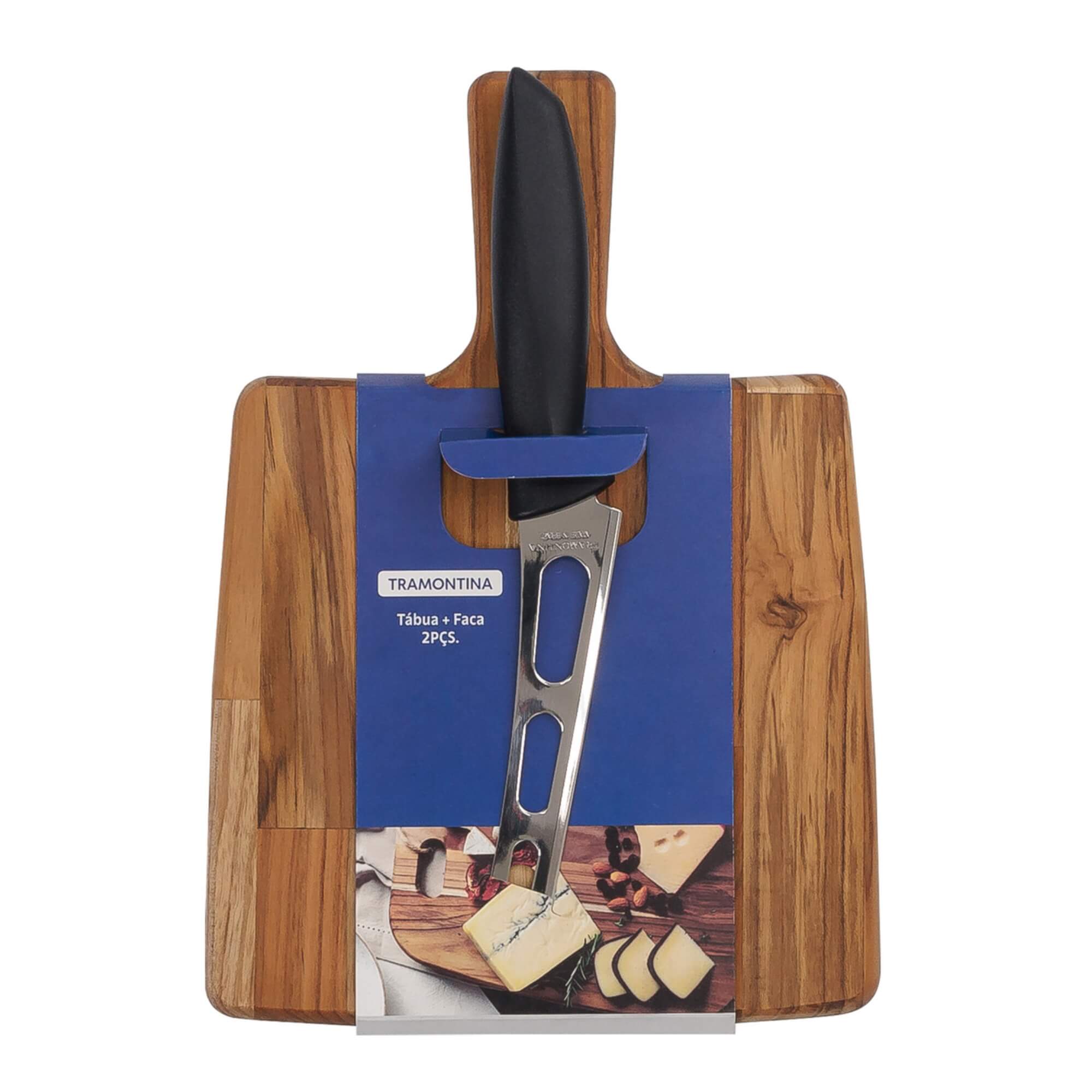 Kit Tábua Com Faca Para Queijo Em Madeira Teca FSC - Tramontina 10239769