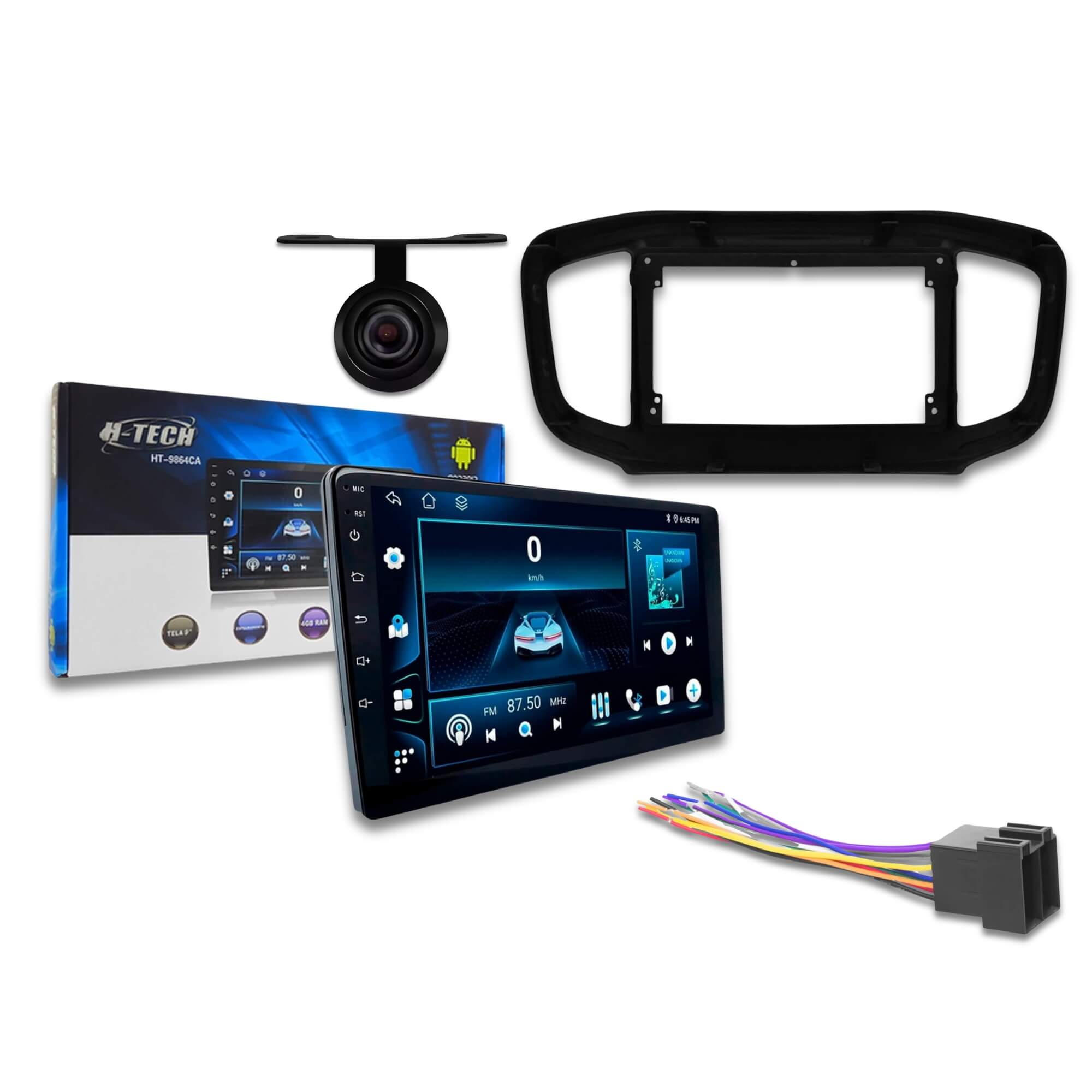 COMP Kit Multimídia 9 Polegadas Strada 2025 + Moldura + Câmera de Ré e Chicote de Ligação