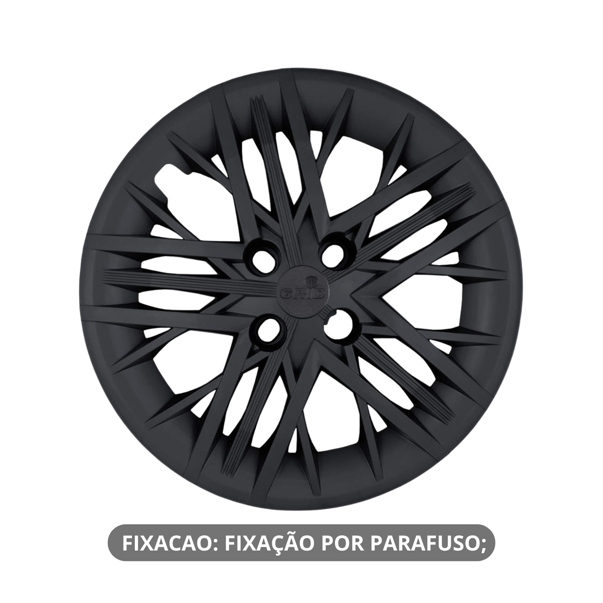 Calota Aro 15" cor Preto Fosco Modelo Cronos 2025/2026 Jogo c/ 4 Calotas Grid - 226CP-POF-E