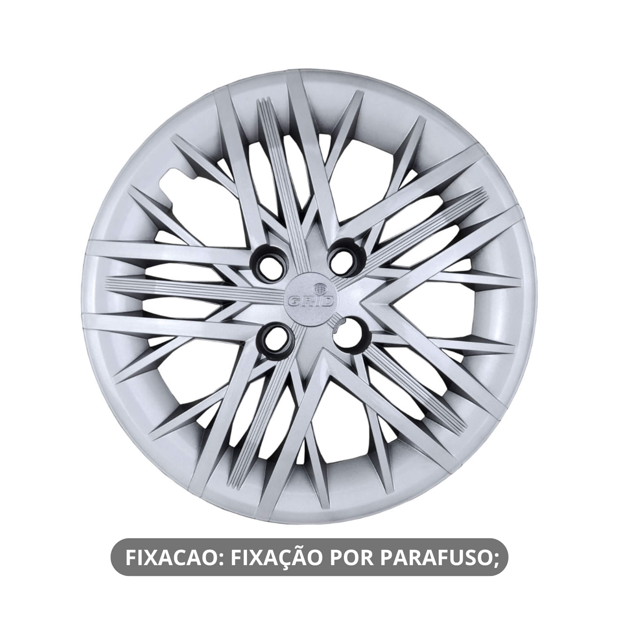 Calota Aro 15" cor Prata Modelo Cronos 2025/2026 Jogo c/ 4 Calotas Grid - 226CP-PTA-E
