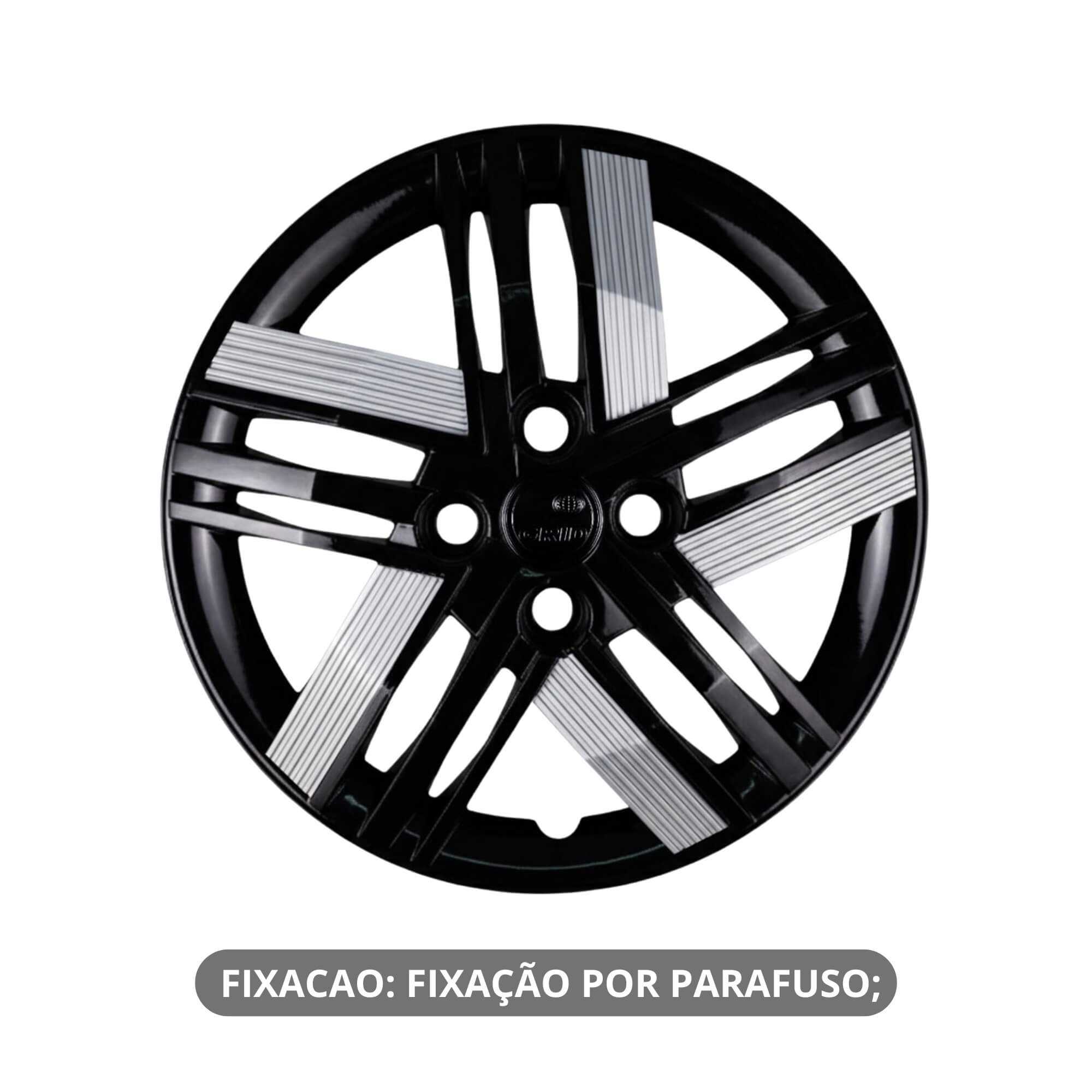Calota Aro 14" cor Preto/Prata Modelo Mobi/Argo 2026 Jogo c/ 4 Calotas Grid - 232CB-PBP-E