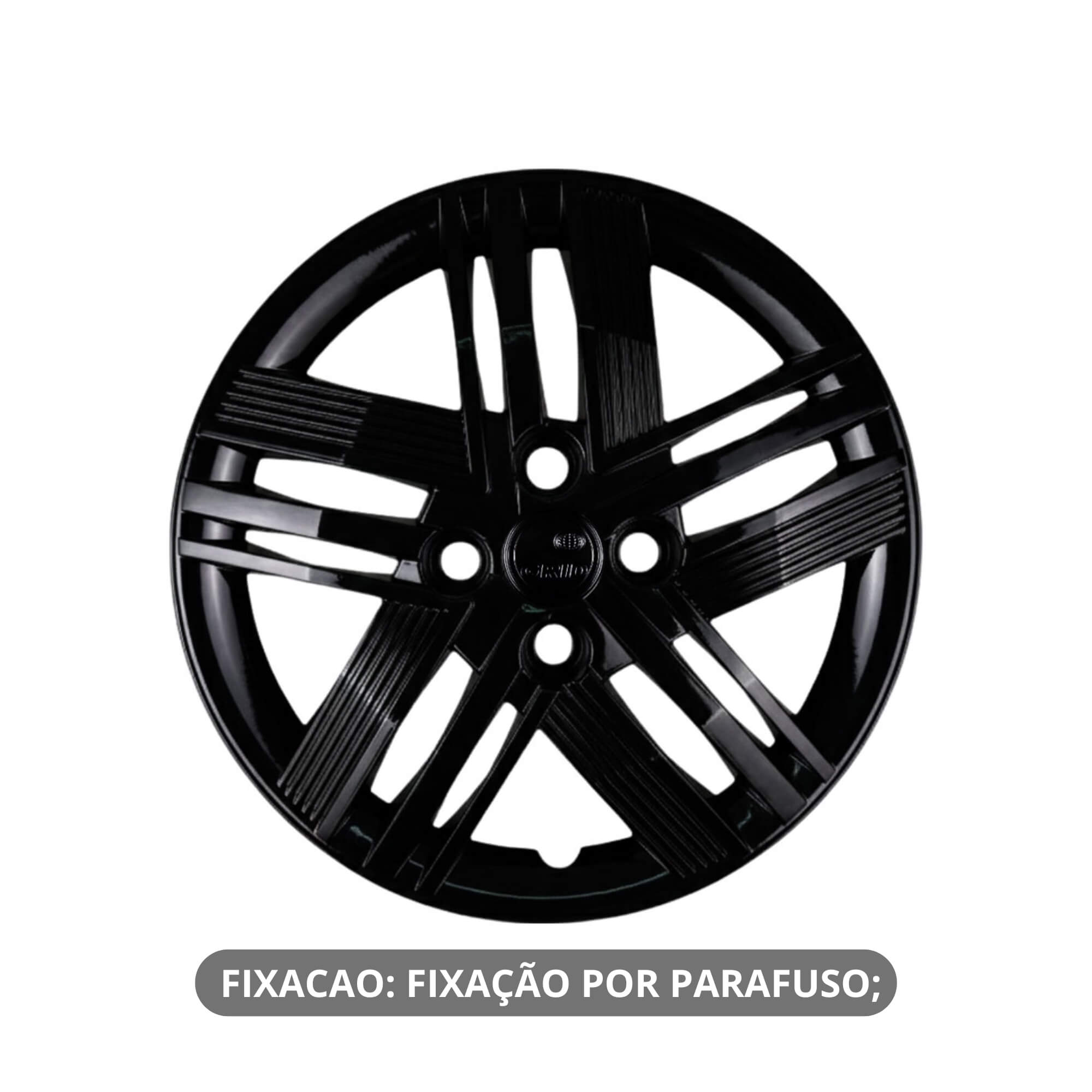 Calota Aro 14" cor Preto Brilho Modelo Mobi/Argo 2026 Jogo c/ 4 Calotas Grid - 232CB-POB-E