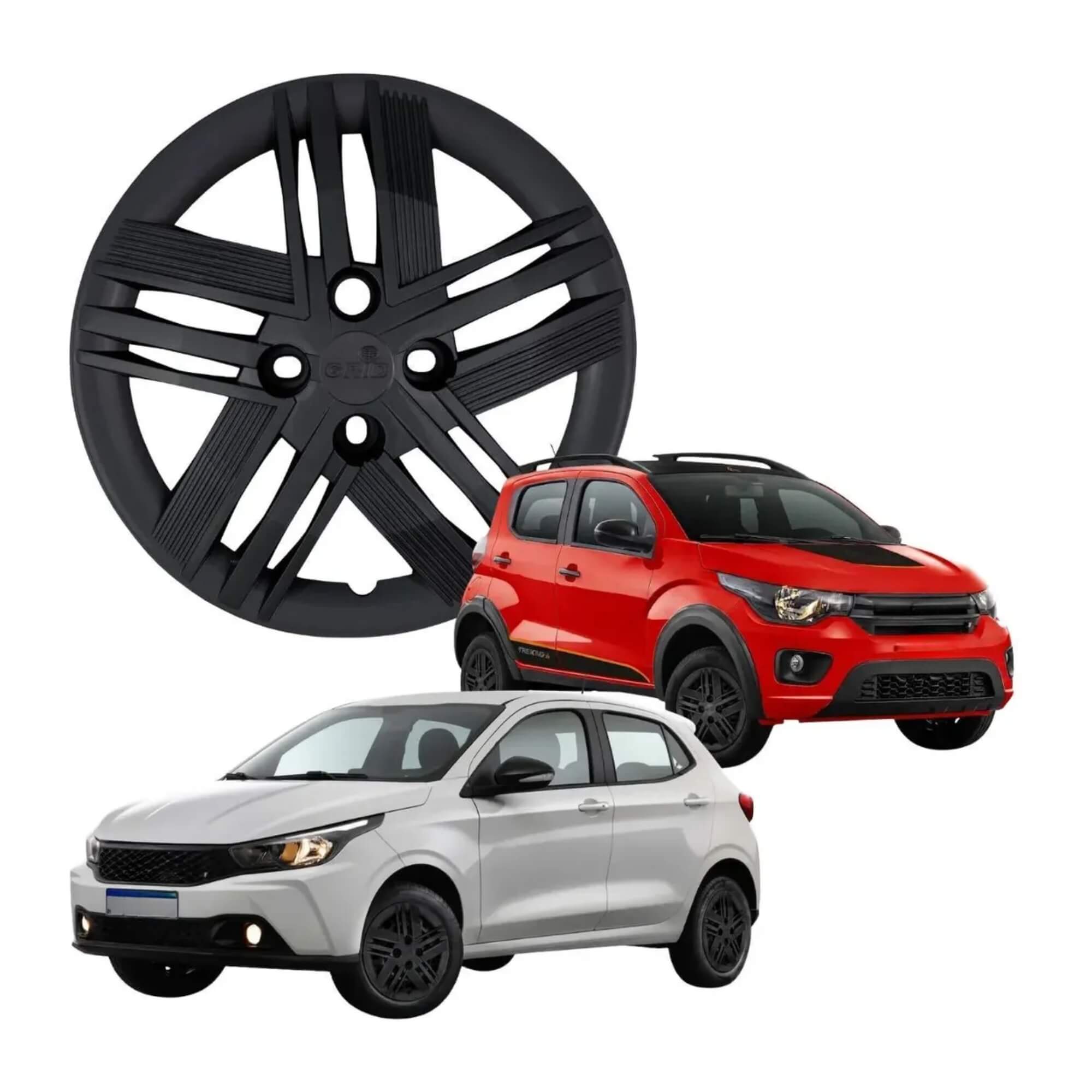 Calota Aro 14" cor Preto Fosco Modelo Mobi/Argo 2026 Jogo c/ 4 Calotas Grid - 232CB-POF-E