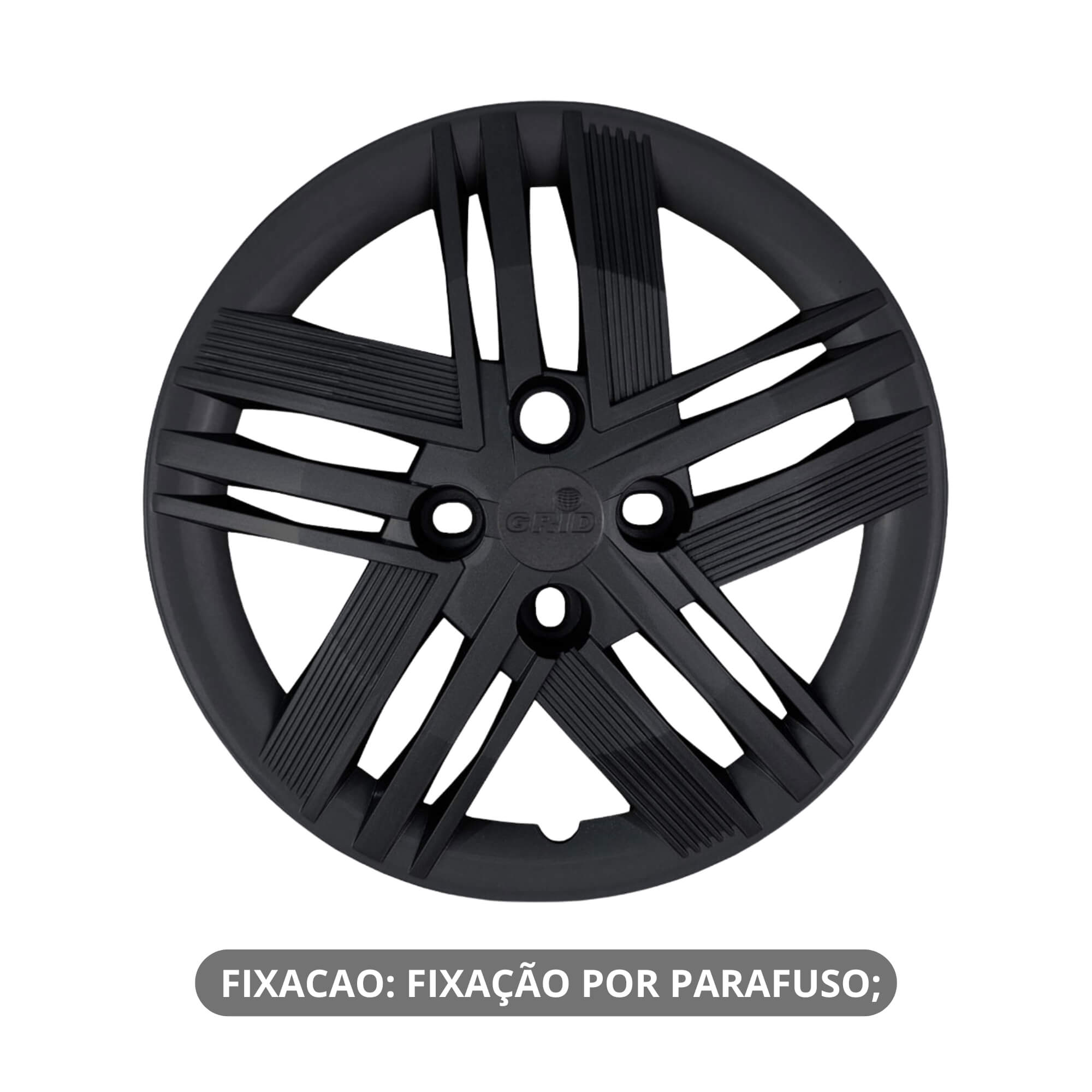 Calota Aro 14" cor Preto Fosco Modelo Mobi/Argo 2026 Jogo c/ 4 Calotas Grid - 232CB-POF-E