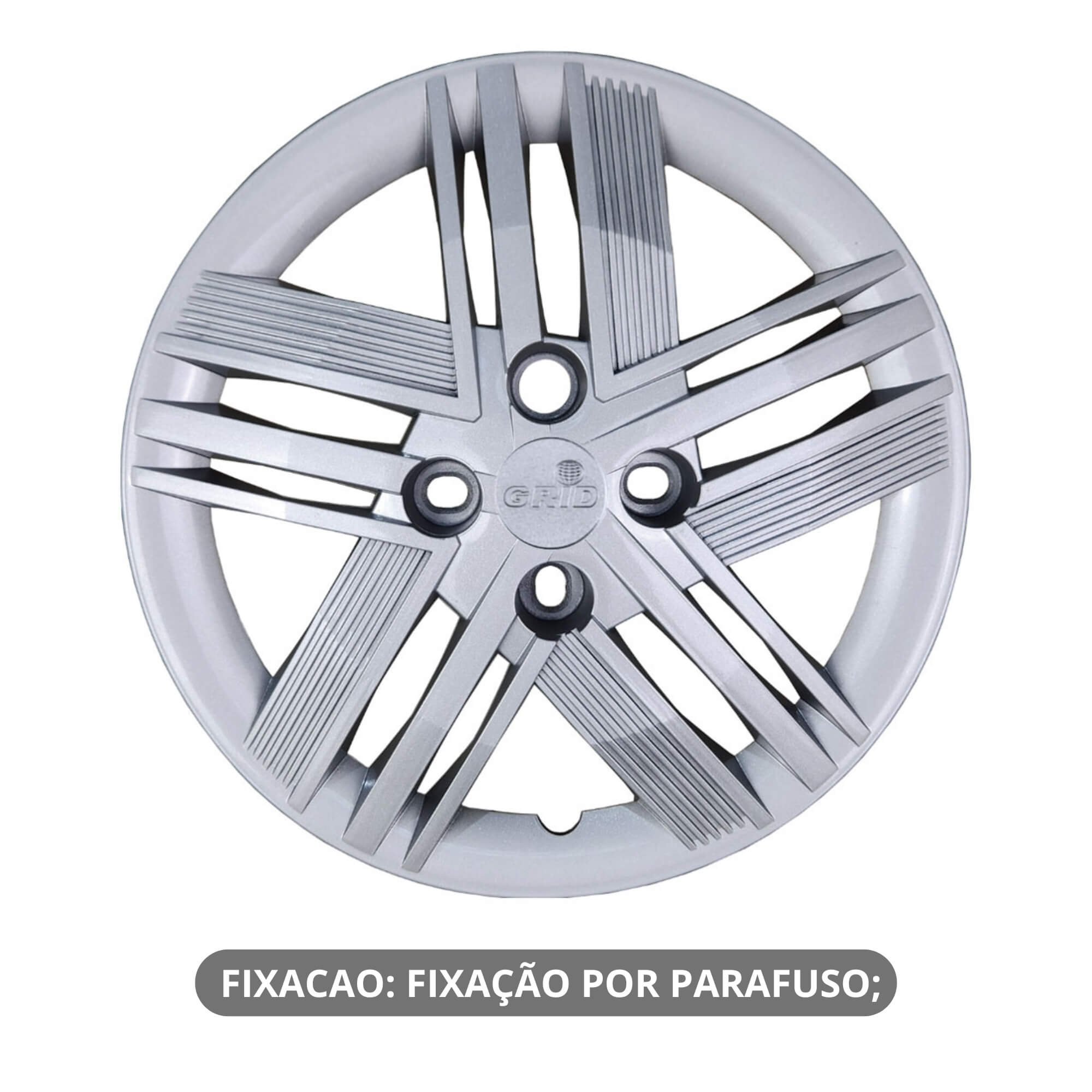 Calota Aro 14" cor Prata Modelo Mobi/Argo 2026 Jogo c/ 4 Calotas Grid - 232CB-PTA-E