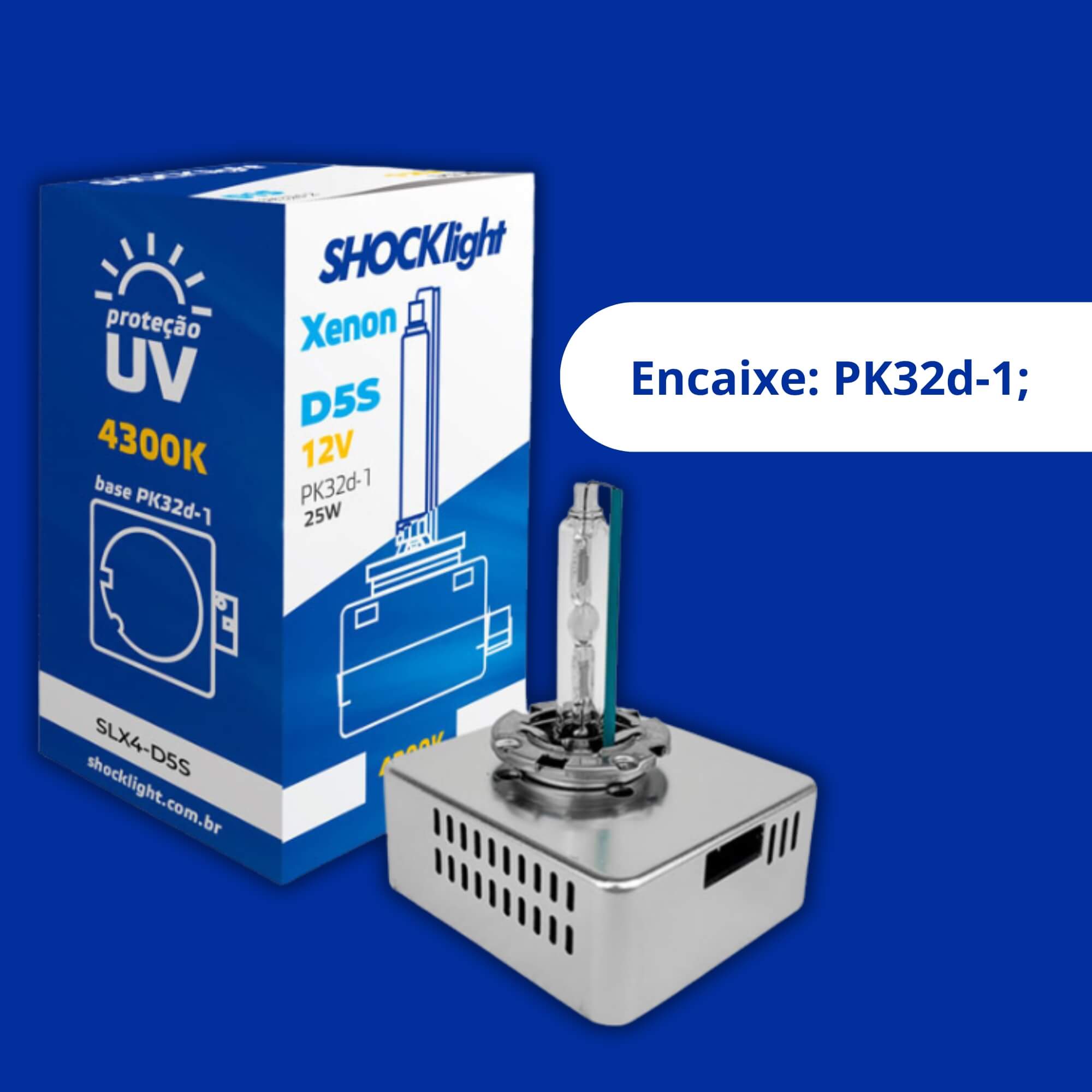Lâmpada Xenon D5S 4300K 25W 12V Shocklight - SLX4-D5S
