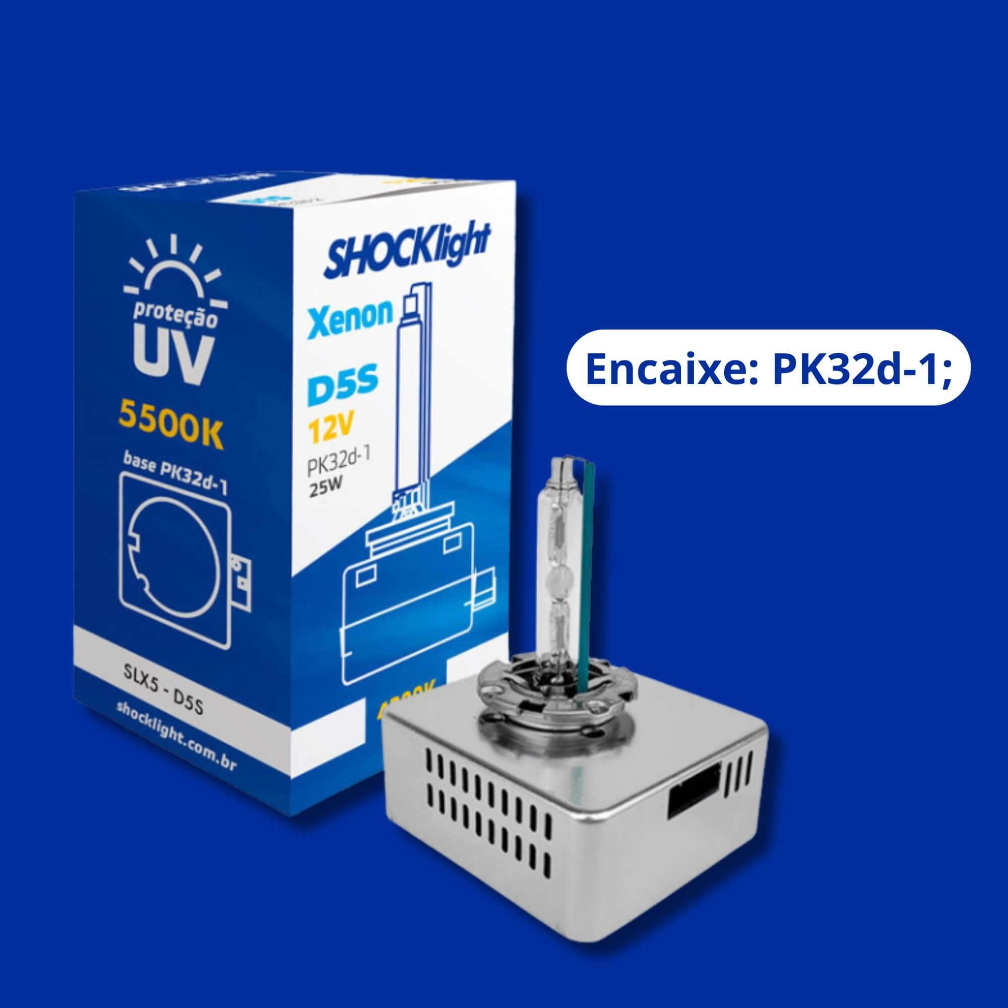 Lâmpada Xenon D5S 5500K 25W 12V Shocklight - SLX5-D5S