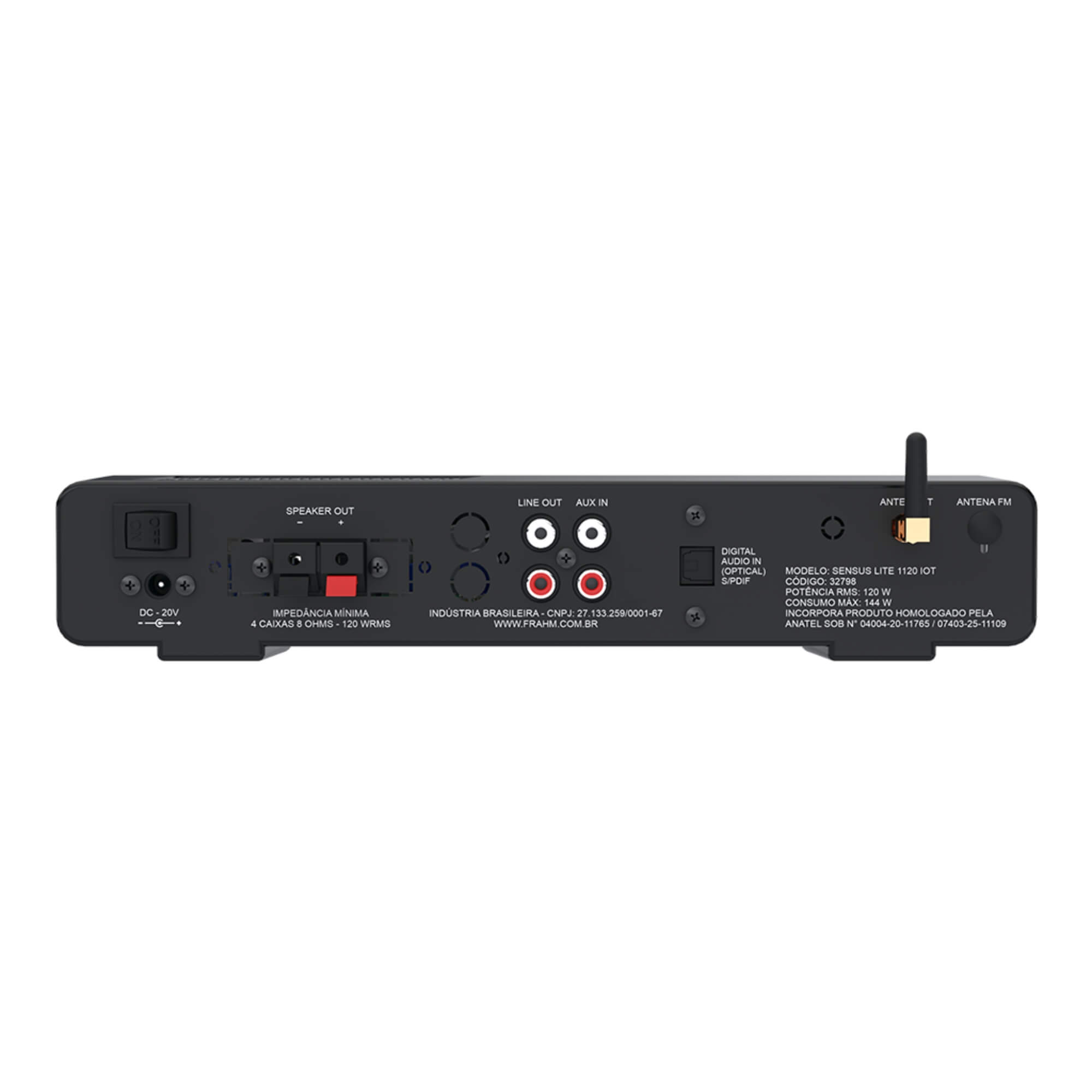 Amplificador Sensus Lite 1120 IOT 120W Wi-Fi Bluetooth USB FM Classe D Frahm - 32798