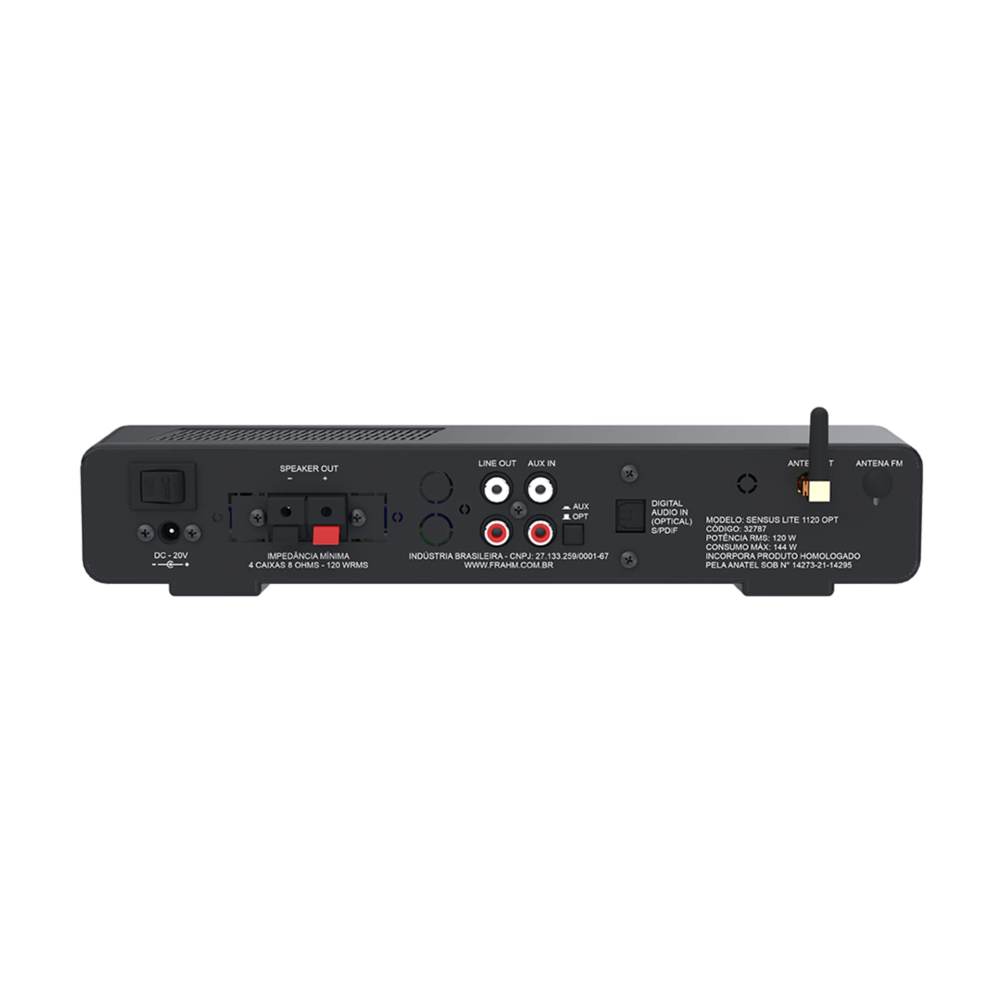 Amplificador Sensus Lite 1120 OPT 120W Bluetooth USB FM Óptico Bivolt Frahm - 32787