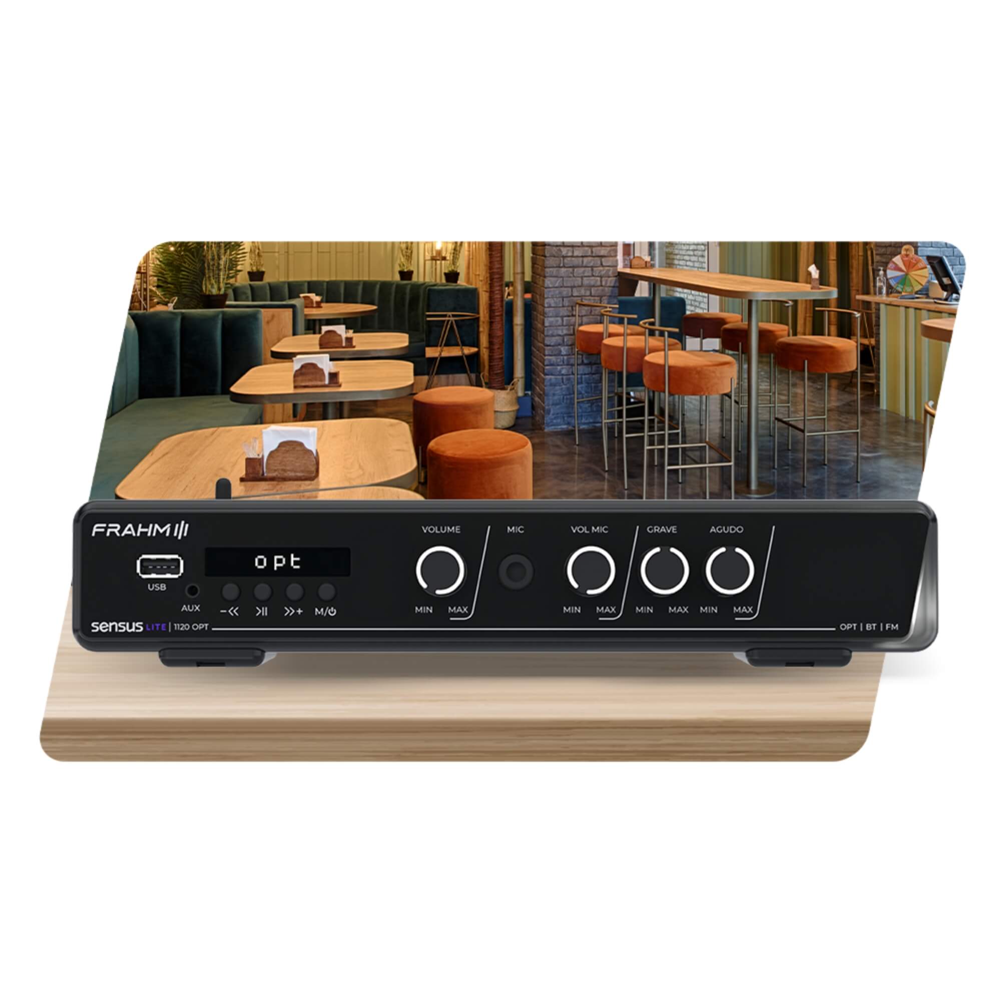 Amplificador Sensus Lite 1120 OPT 120W Bluetooth USB FM Óptico Bivolt Frahm - 32787