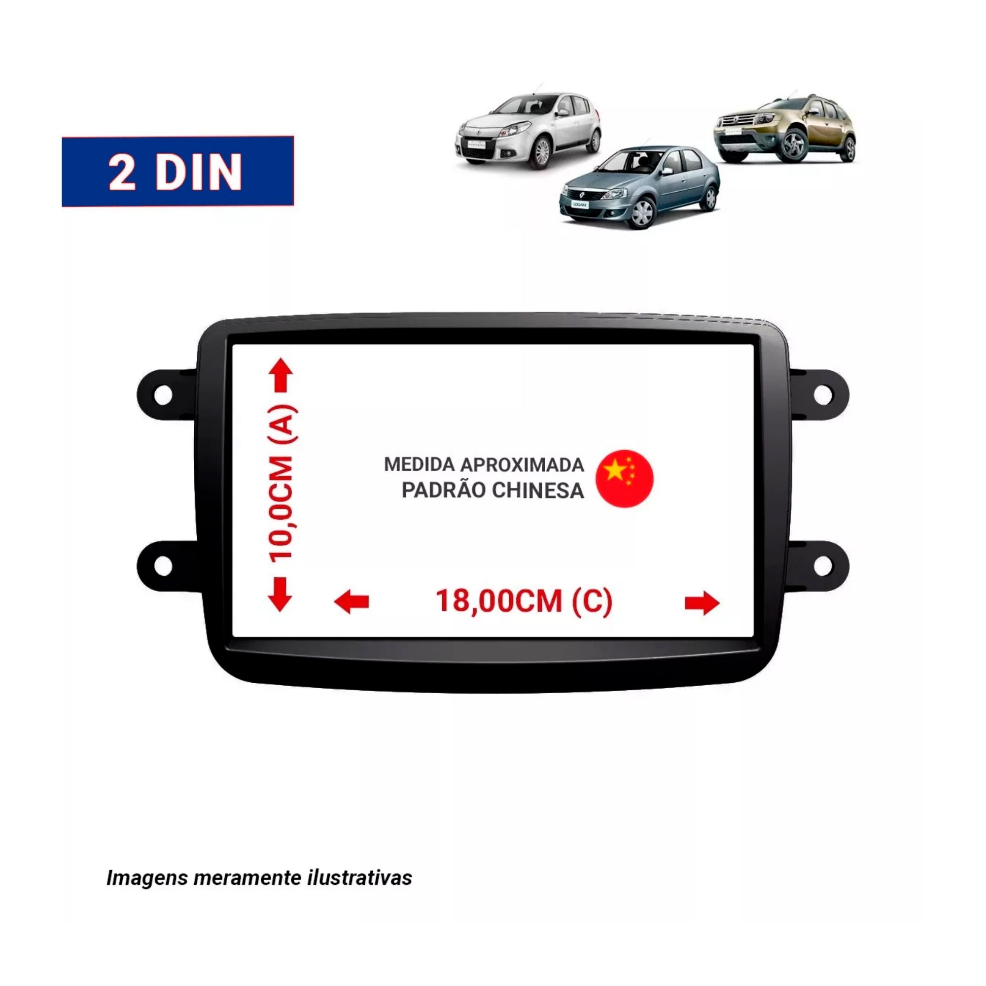 COMP Kit Multimídia + Moldura + Câmera de Ré para Duster Sandero Logan Captur Kwid 2011 até 2020