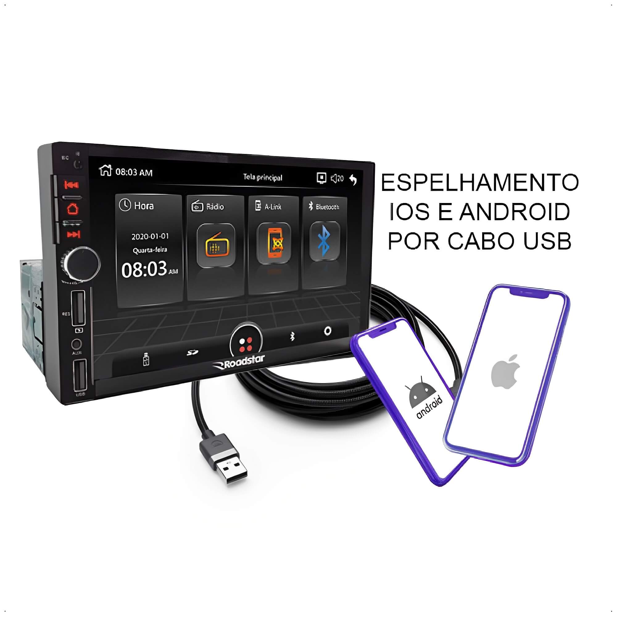 COMP Kit Multimídia Gol G5 MP5 RS401BR MI Roadstar + Moldura