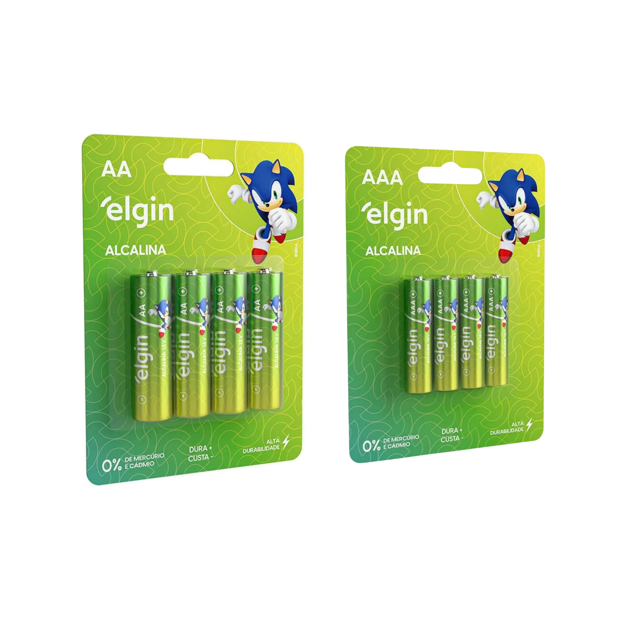 COMP Kit 8 Unidades Pilhas Alcalinas Elgin - 4 Pilhas AA Comum e 4 Pilhas Palito AAA
